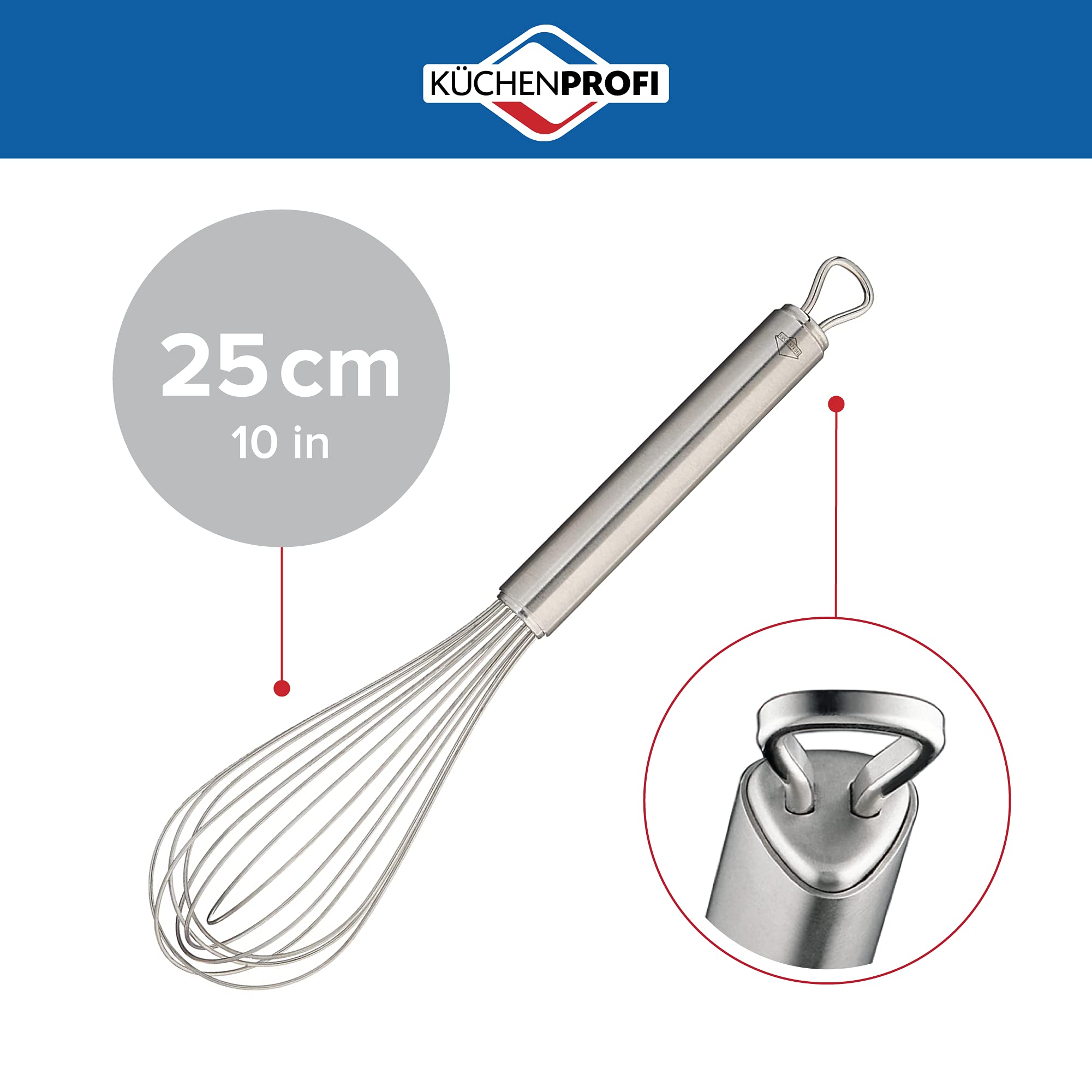 Kchenprofi Stainless Steel Handle For Eggs, Batter, And Dough, Metal Whisk For Kitchen Use, Silver, 10 Inches