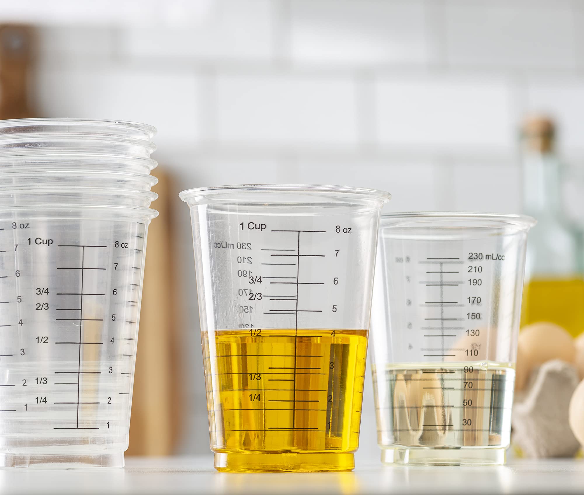 Prestee 50 Disposable Measuring Cups 8 Oz - Resin Epoxy Measuring Cups & Mixing Cup - Plastic Measuring Cups For Liquids - Liqui