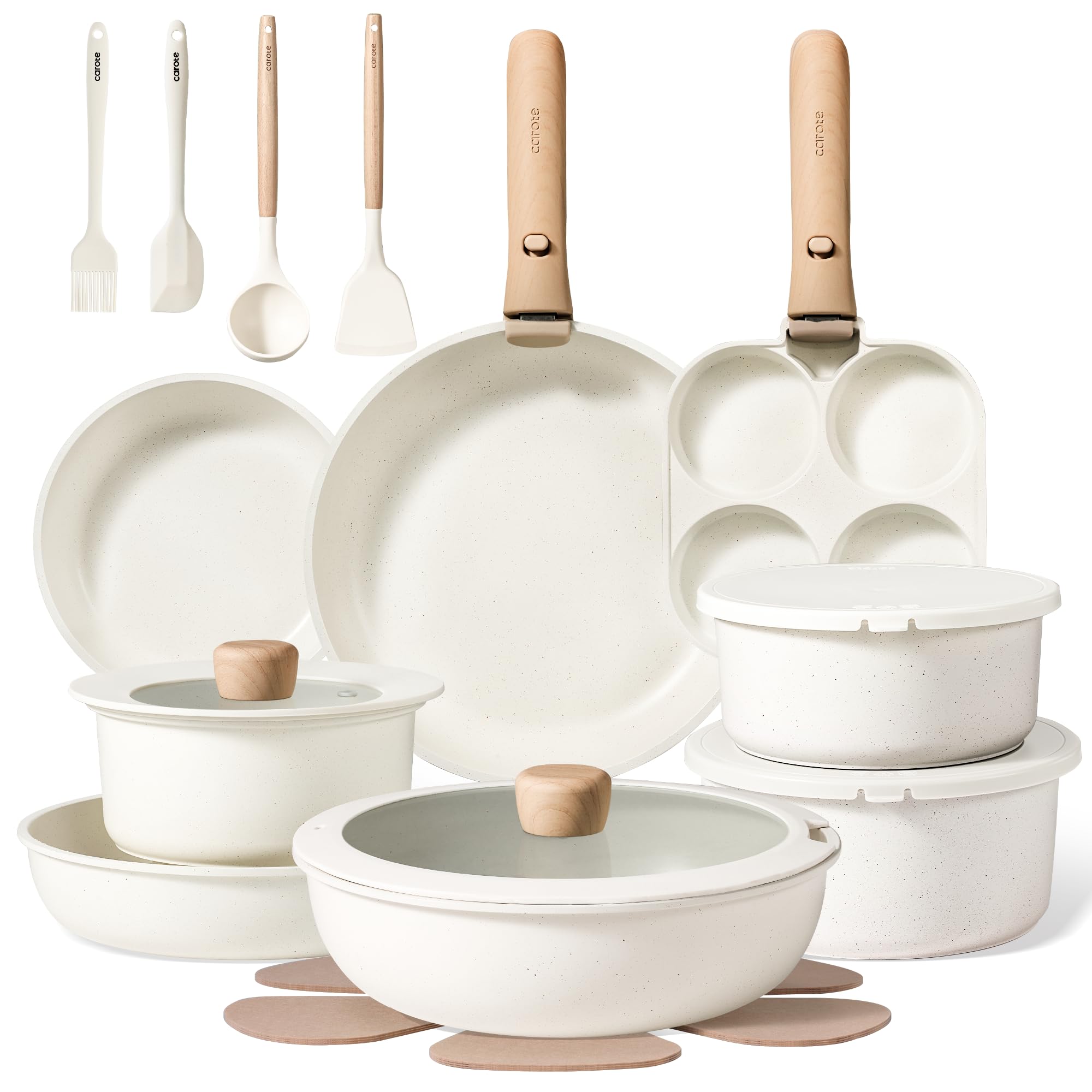 CAROTE Pots and Pans Set Non Stick, Cookware Sets, Kitchen Set, Oven/Dishwasher/Fridge Safe, Space Saving Pots Set, Nonstick Set