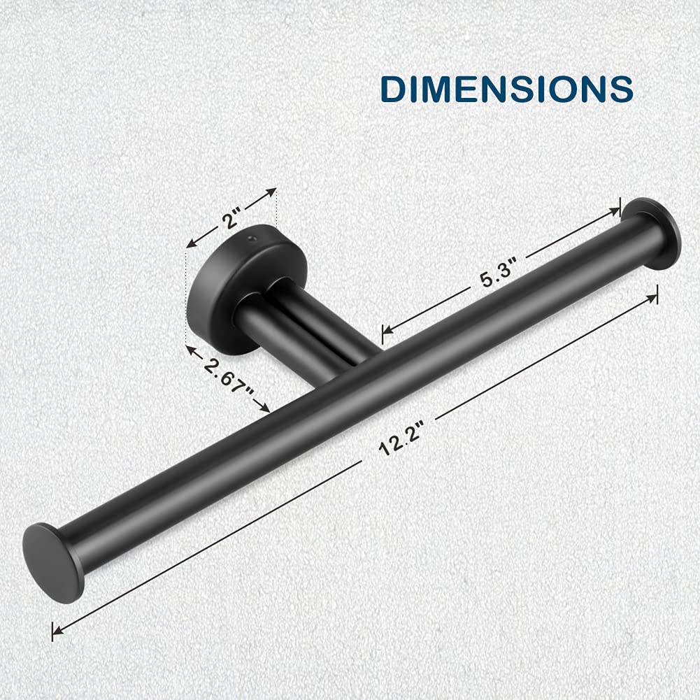 Matte Black Wall Mount Double Toilet Paper Holder for Bathroom  SUS304 Stainless Steel 2 Rolls Tissue Holder