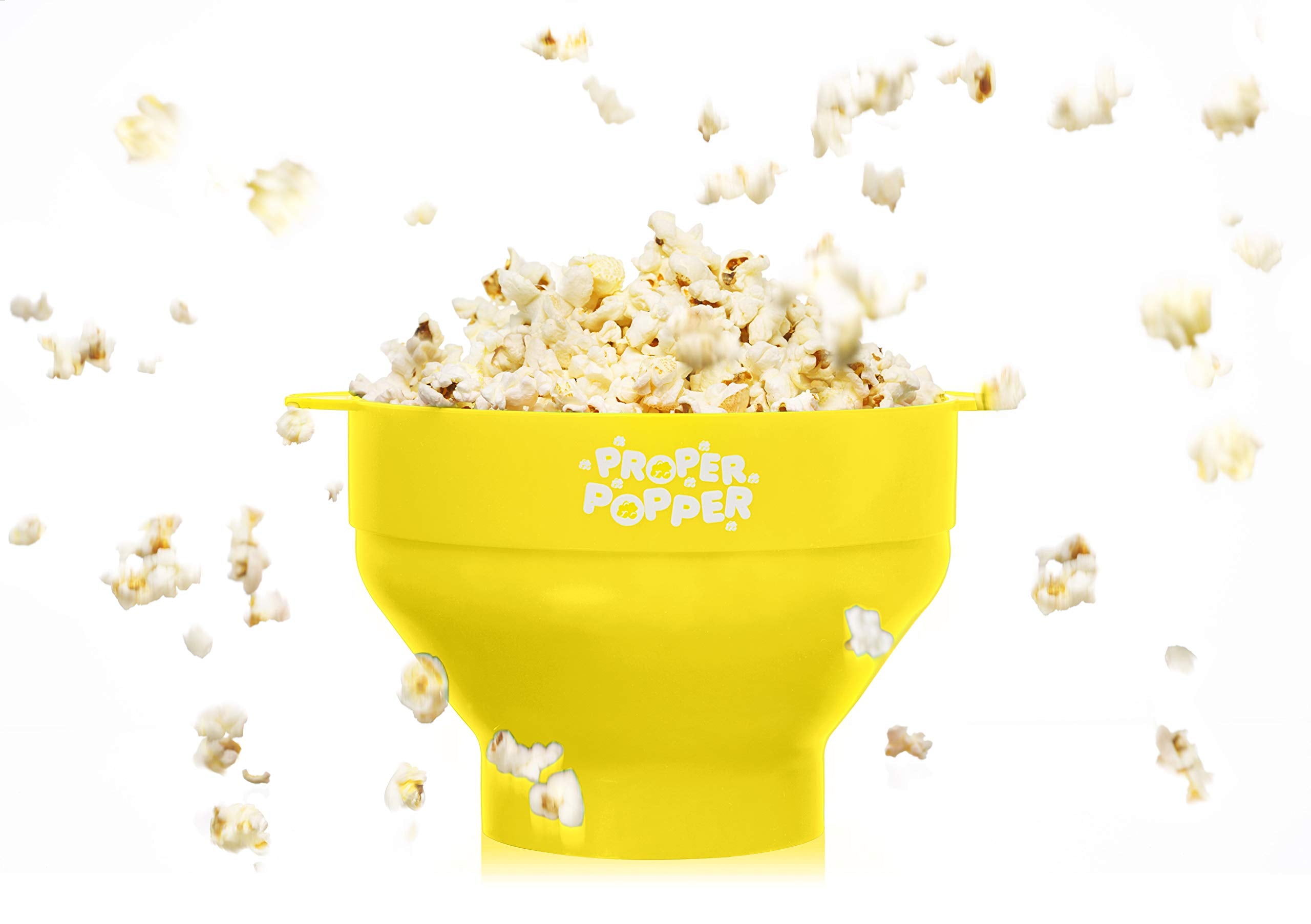 The Original Proper Popper Microwave Popcorn Popper  Silicone Popcorn Maker  Collapsible Bowl BPA Free & Dishwasher Safe - (Yellow)