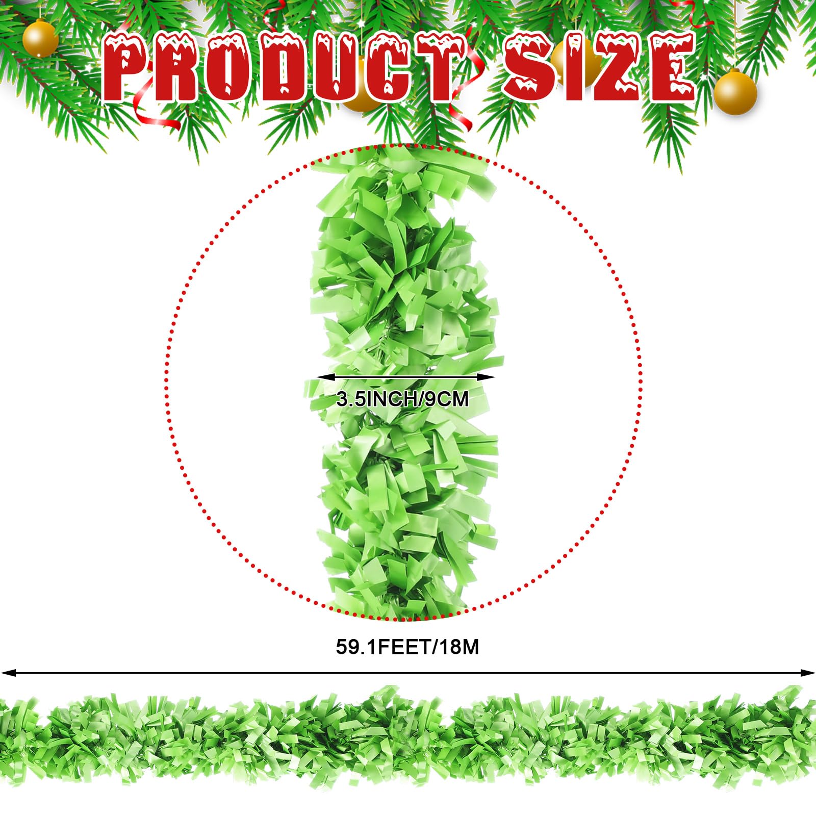 Dingion 59 Feet Christmas Tinsel Garlands Metallic Twist Garland Hanging Garland Ornaments for Halloween Christmas Tree Party Su