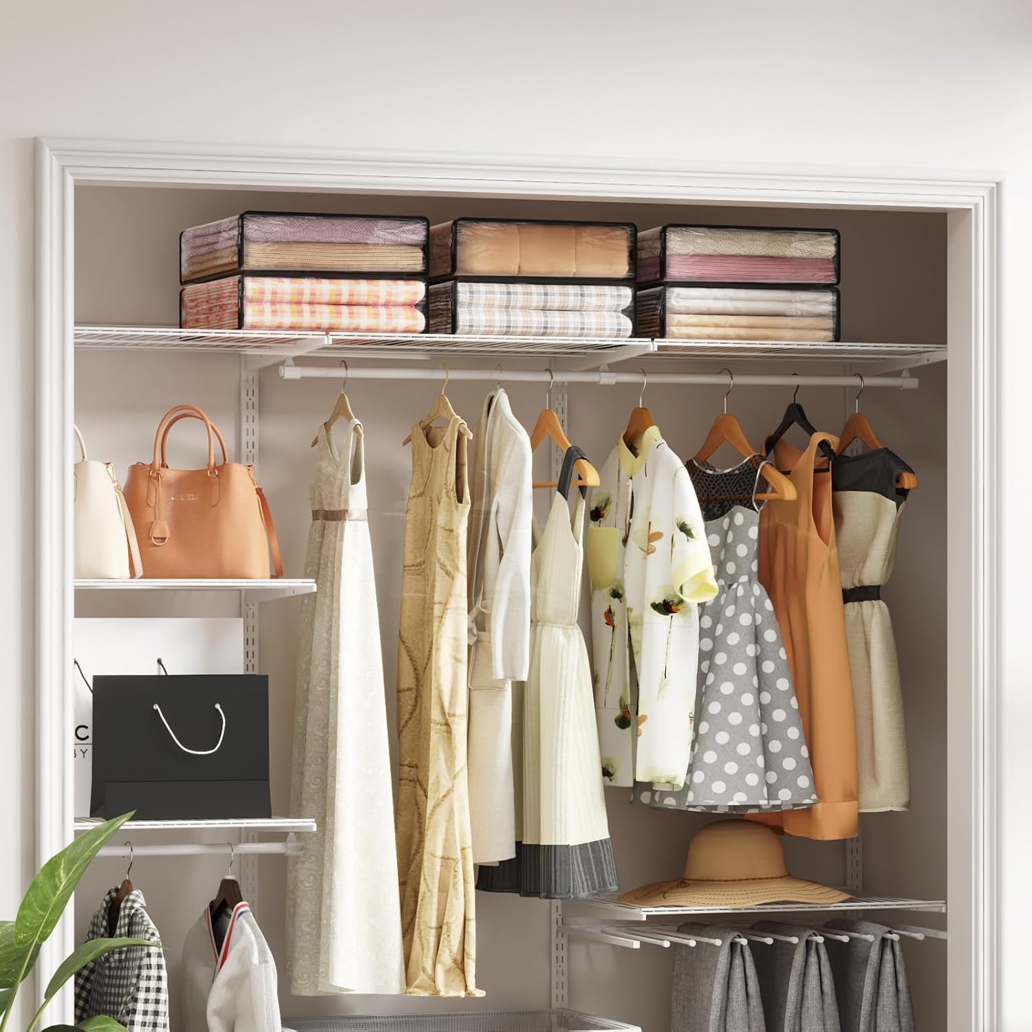 Lifewit 14L Clear Sheet Storage Bags with Zipper 6 Pack, Plastic Sweater Storage Bins for Clothing, Vinyl Foldable Clothes Conta