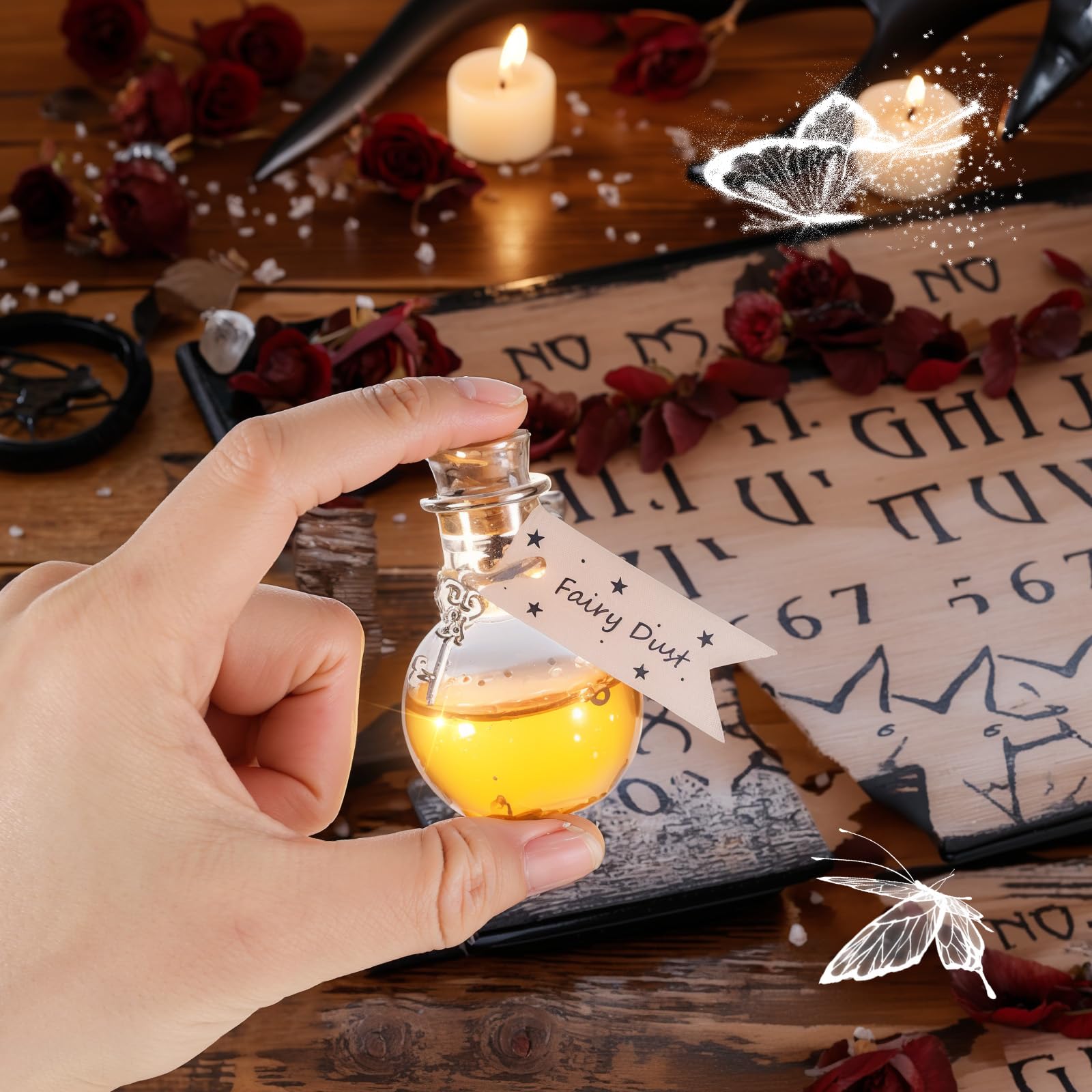 Jinei 174 Pieces Fairy Magic Potions Kit with 24 Mystery Witch Potion Bottles Fairy Wing DIY Magic Mix Making Kit for Christmas