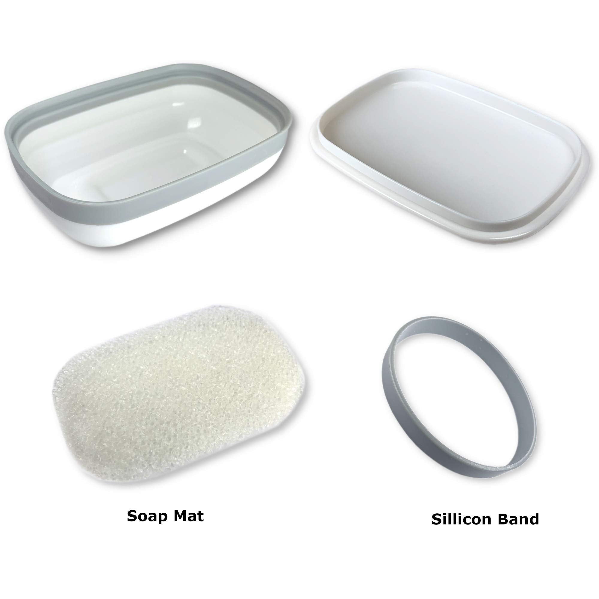 Kiasona Travel Soap Box,Soap Bar Holder Dish Container Case With Sponge Saver Drain&Silicone Band,Strong Sealing,Leak Proof,Port