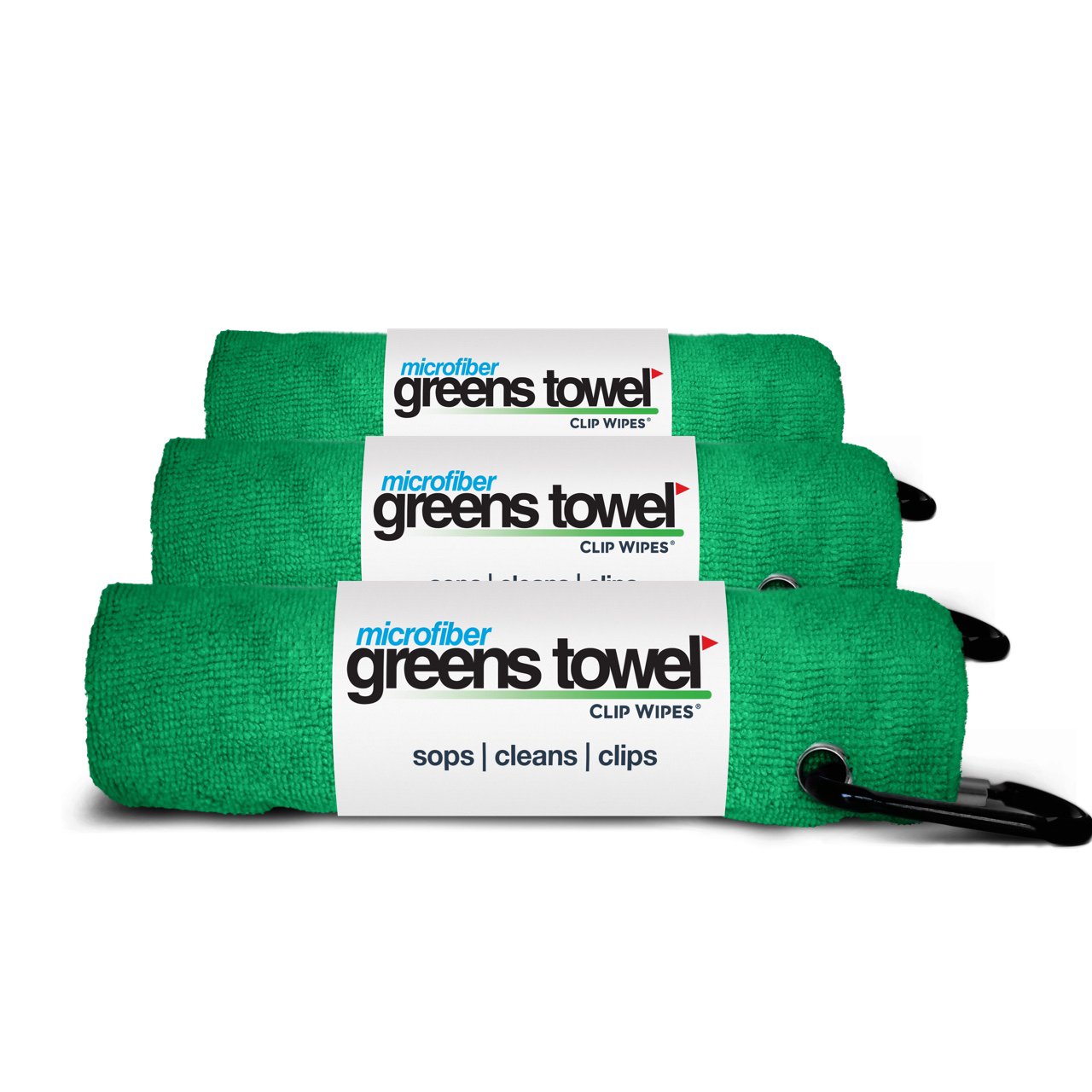 Greens Towel Green 3 Pack Golf Towel Set For Golf Bags With Clip, Plush Microfiber Nap Fabric, 16X16, The Original (Shamrock Gre