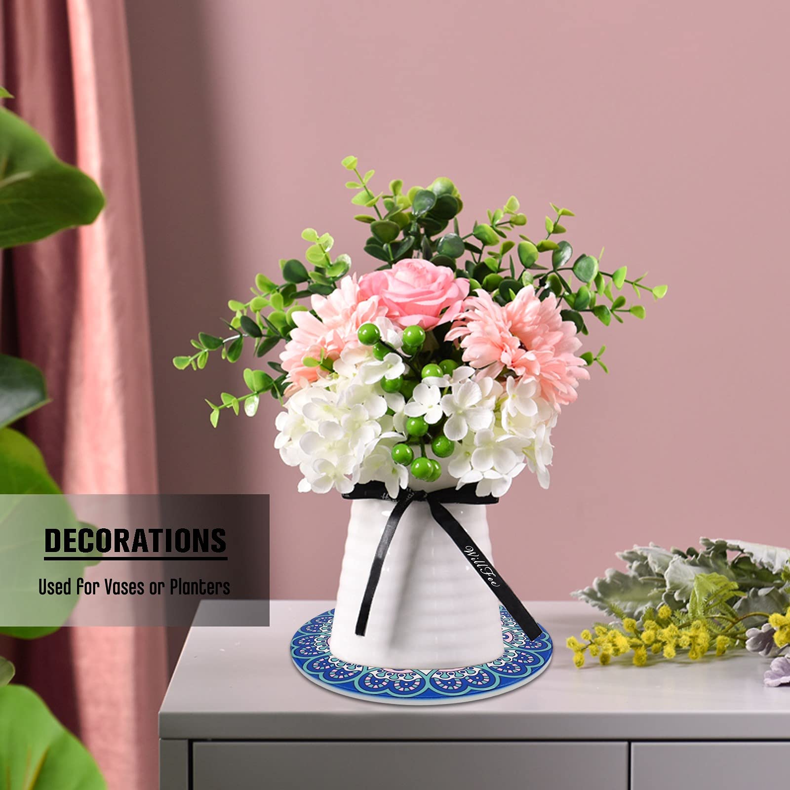 Ceramic Trivet For Hot Pots And Pans, Large Heat Resistant Mats With Cork Base, Trivets For Hot Dishes, Extra Thick, Round 7.9 I