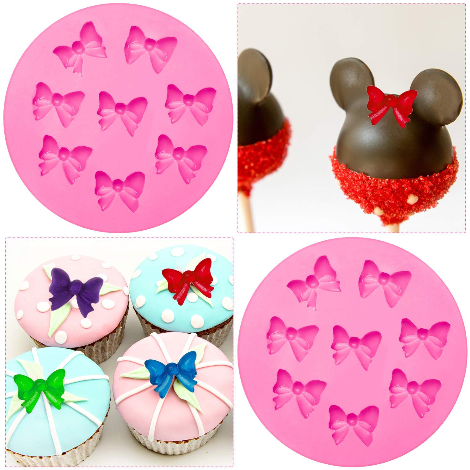 Willbond 2 Pieces Bows Silicone Mould Fondant Sugar Candy Bow Molds Chocolate Candy Baking Molds Bowknot For Birthday Wedding Pa