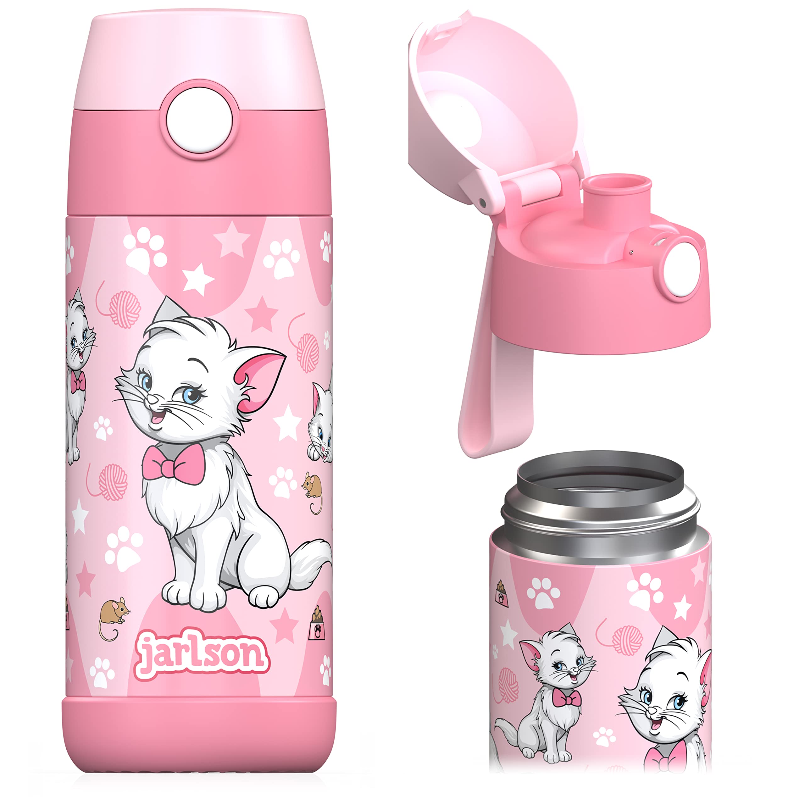 Jarlson Kids Water Bottle MALI [12OZ]  No Straw Stainless Steel Thermo Bottle  Insulated Waterbottle Leak Proof for School & S