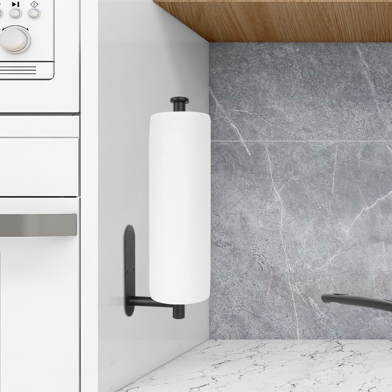 Feokely Paper Towel Holder Wall Mount For Kitchen, Premium Stainless Steel Paper Towel Holder, Under Cabinet Aesthetic Design Bl