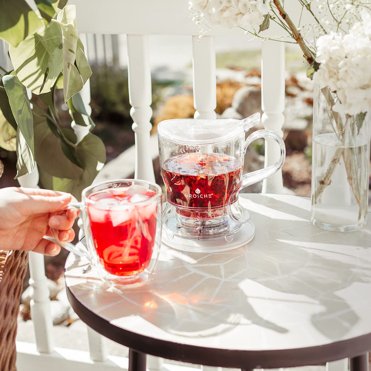 Grosche Aberdeen Tea Infuser Teapot & Smart Tea Maker - Bpa-Free, Drip-Free Design | Coaster | Easy Brew | Easy Clean Steeper |