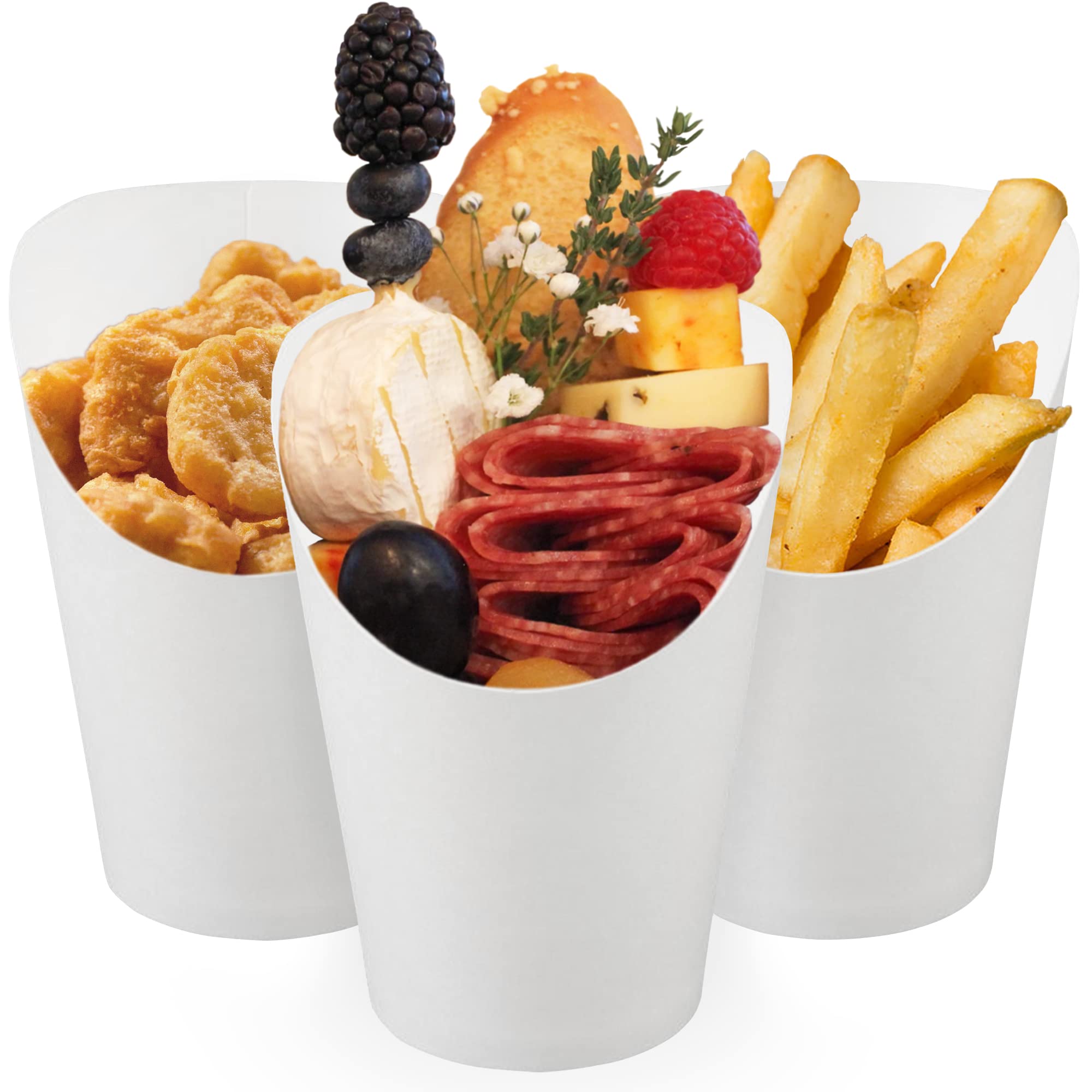 Cusinium 14 Oz 50-Pack White French Fry Cups - Charcuterie Cups Disposable