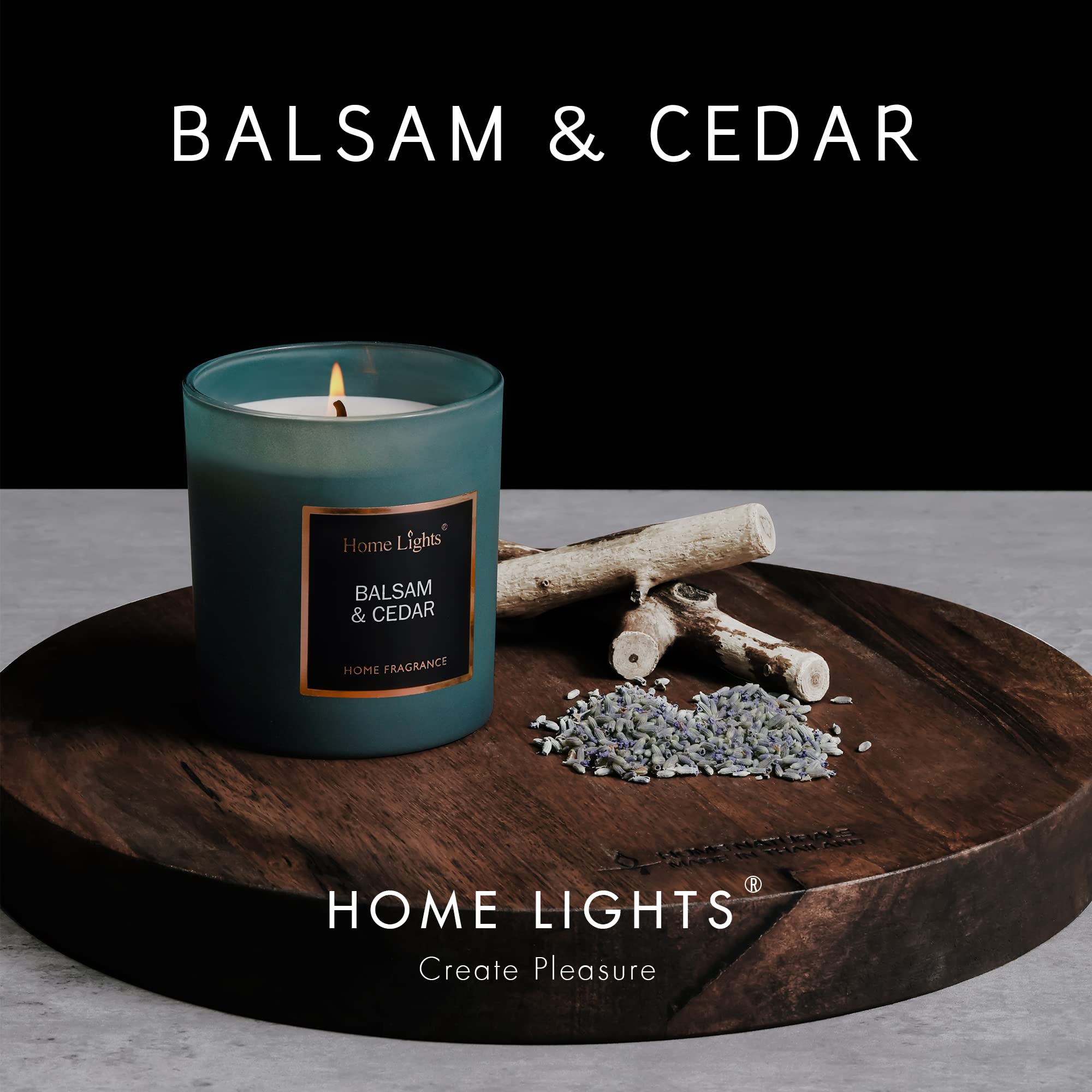 Scented Soy Candles, 35 Hours Burn Time, Natural Soy Wax, Home Fragrance Decor Gift for Women & Men, Balsam & Cedar