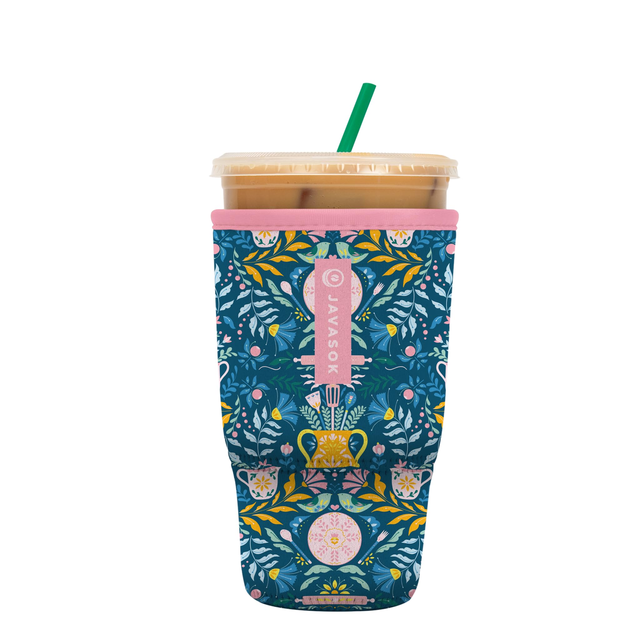 Sok It Java Sok Iced Coffee & Cold Soda Insulated Neoprene Cup Sleeve (Wild-Flour, Large: 30-32oz)