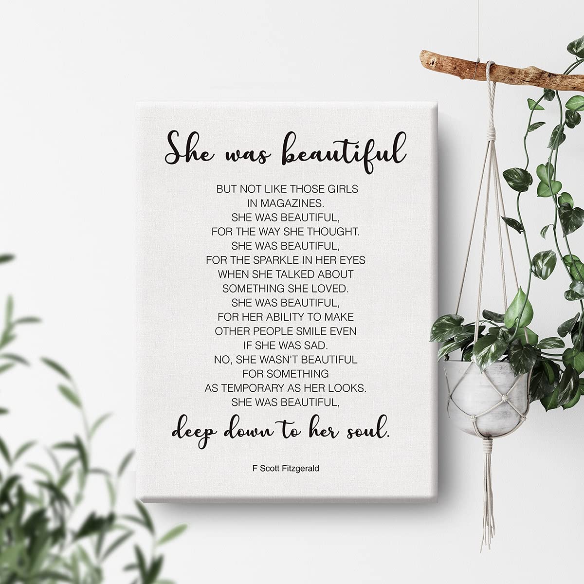 Inspirational Wall Decor She Was Beautiful F. Scott Fitzgerald Quote Canvas Painting Prints For Home Dining Room Living Room Wal
