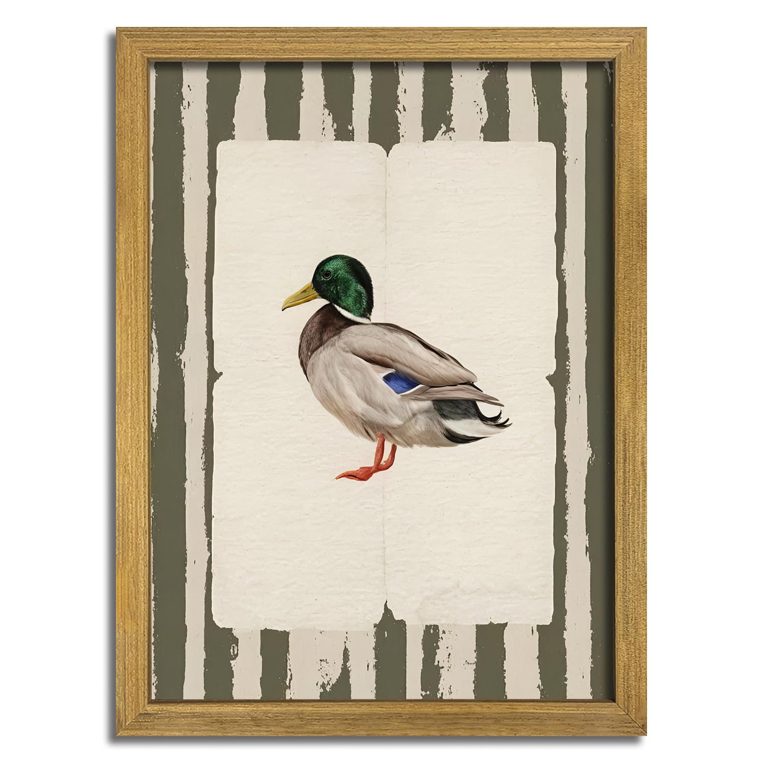 Arkzsho Wood Frame Floral Canvas Poster Wall Art Mallard Duck Painting Wall Decor