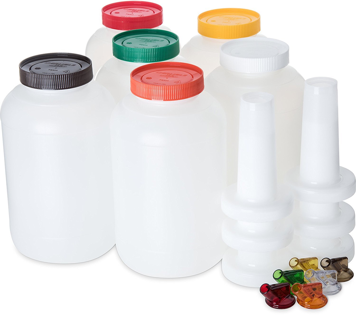 Carlisle FoodService Products Stor N Pour Complete Gallon Bundler with Bottles, Necks, Spouts, And Caps for Bar, Kitchen, And R