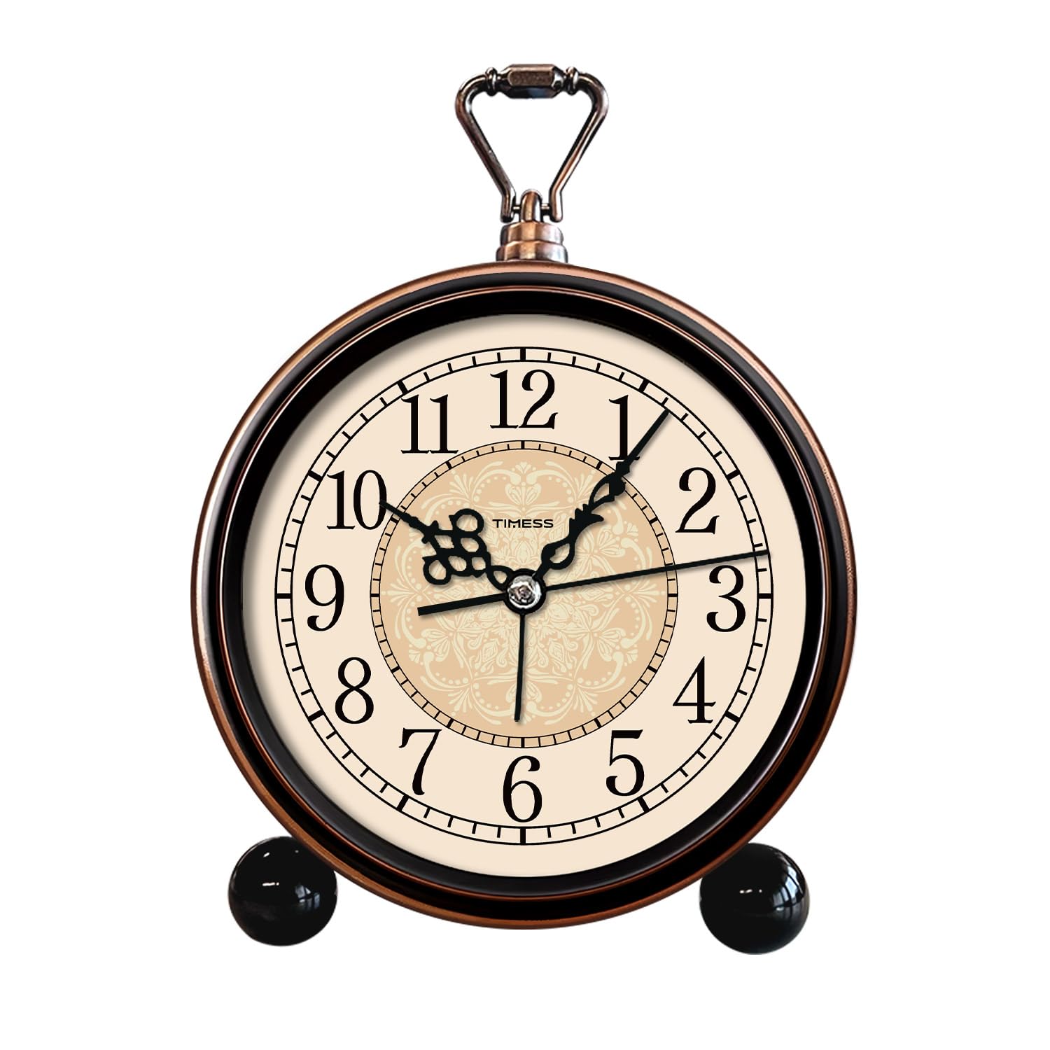 Timess Vintage Analog Alarm Clock, 6.1 Silent Non-Ticking Quartz Desk Clock, Battery Operated Table Clock For Bedroom, Living Ro