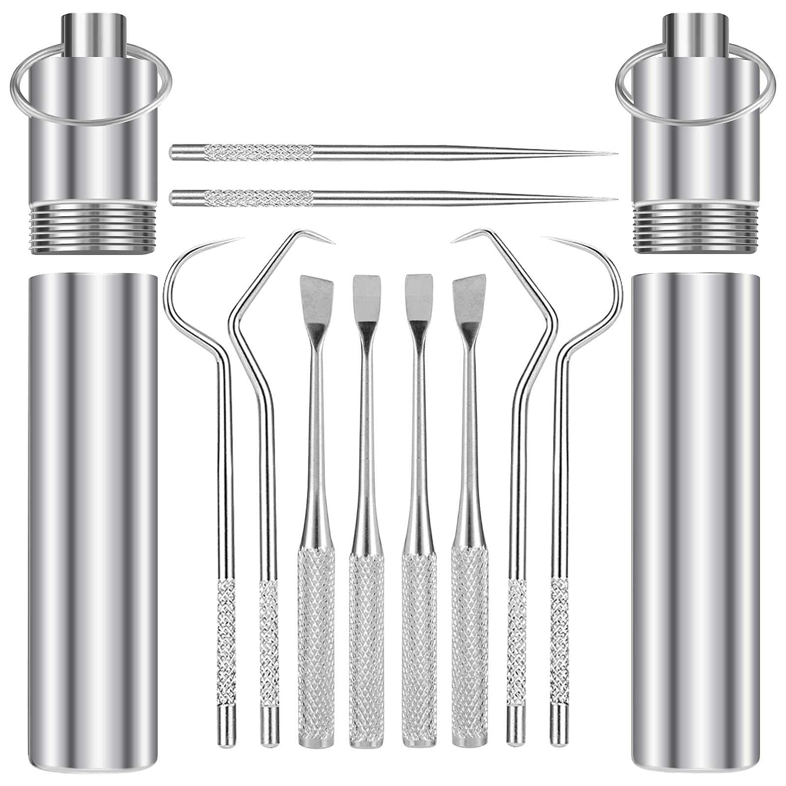 5 Pieces 2 Set Portable Metal Toothpicks,Pocket Titanium Toothpick Stainless Steel Toothpick Reusable Toothpicks Holder For Outd
