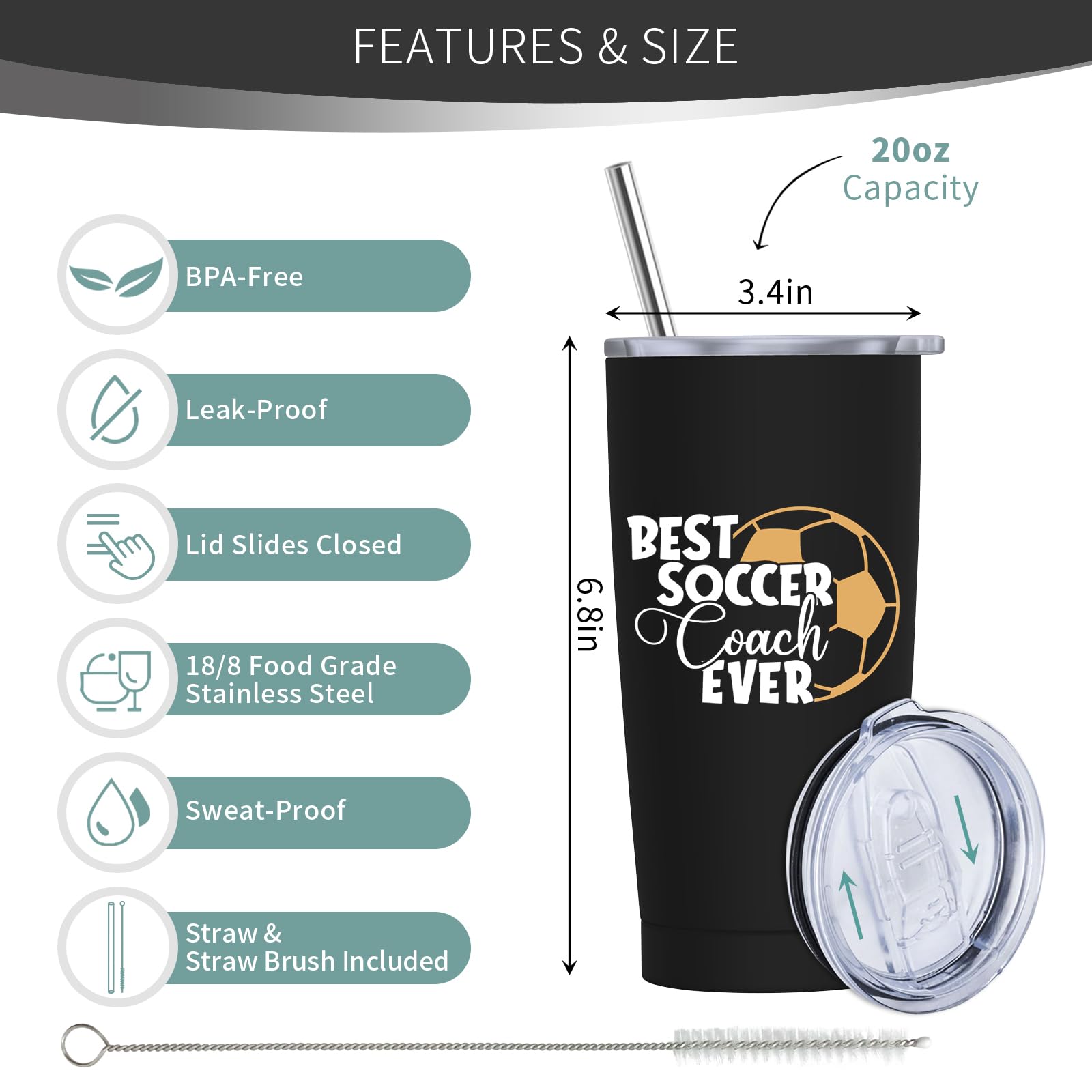 Kaqqeti Soccer Coach Gifts, Soccer Coach Thank You Gift For Men, Soccer Coach Gift Ideas For Women, Soccer Coach Appreciation Gi