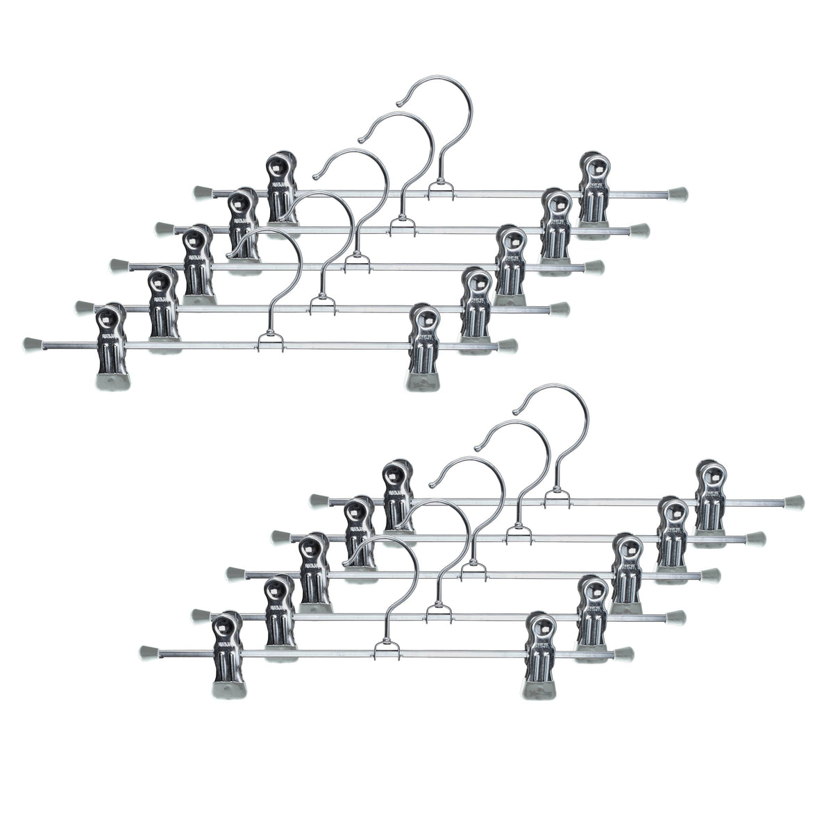 Mawa By Reston Lloyd Non-Slip Space-Saving Clothes Hanger For Pants & Skirts With Two Non-Slip Clips, Style K/30D, 12-Inch, Set