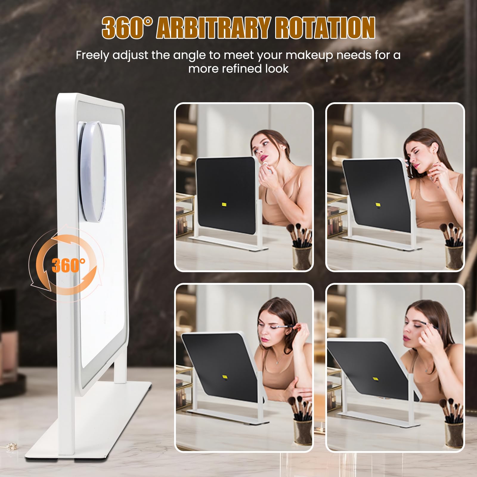 Vanity Mirror with Lights, 14  12 LED Makeup Mirror, HD Professional Mirror, 10X Magnification, Smart Touch with 3-Color Lightin