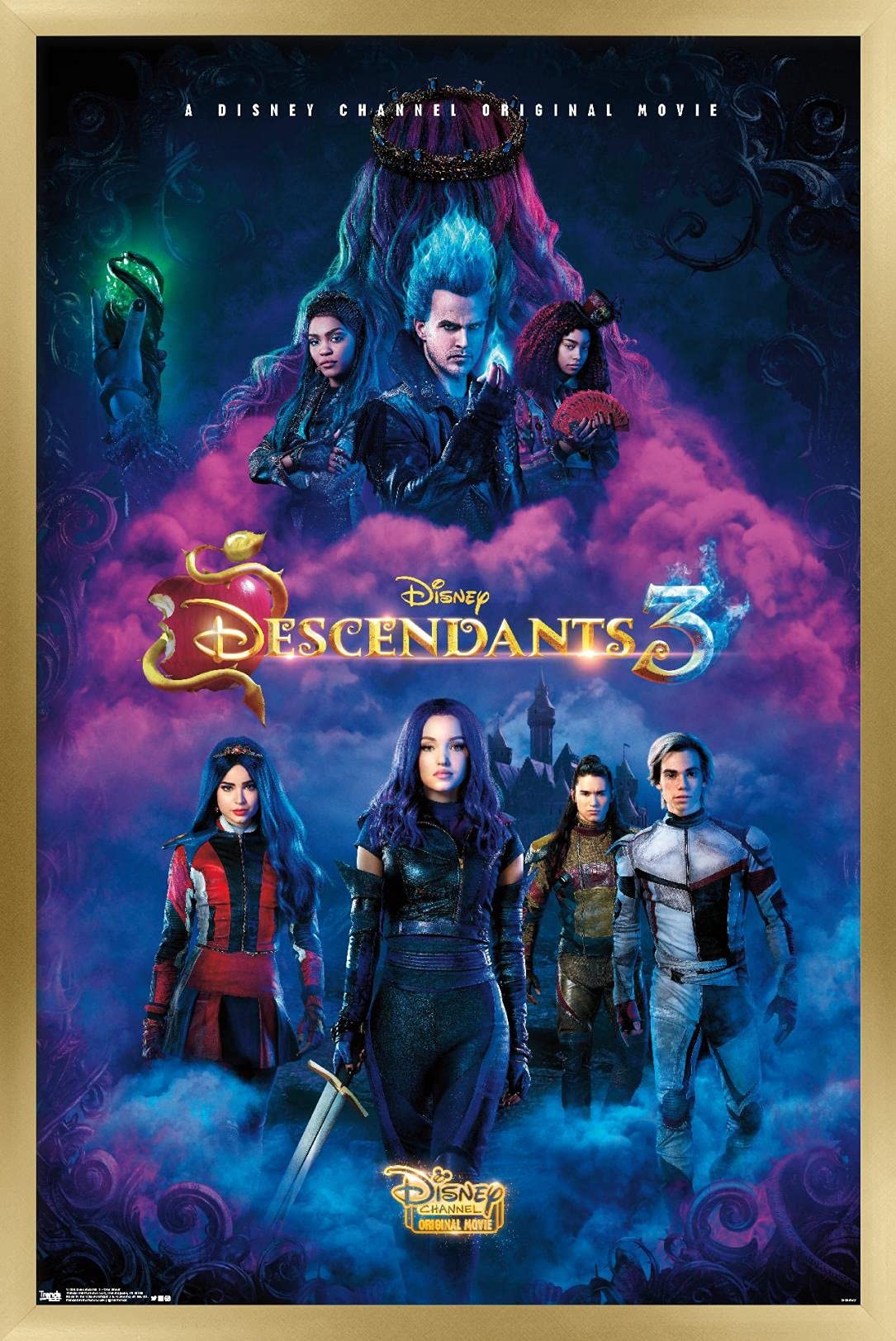 Trends International Disney Descendants 3 - One Sheet Wall Poster, 14.725'' X 22.375'', Gold Framed Version