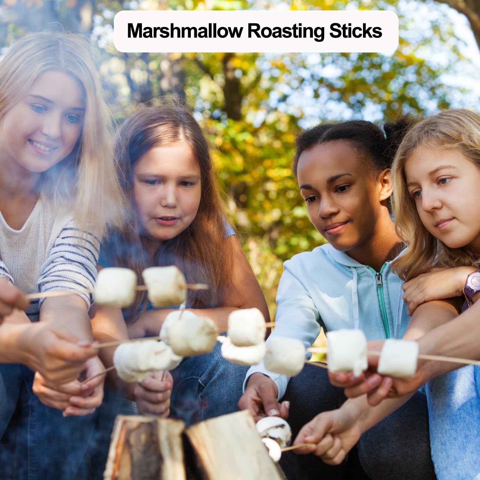 200 Pcs Bamboo Marshmallow Roasting Sticks, Smores Skewers For Fire Pit, Extra Long 14 Inch Heavy Duty 4Mm Thick Wooden Smores S