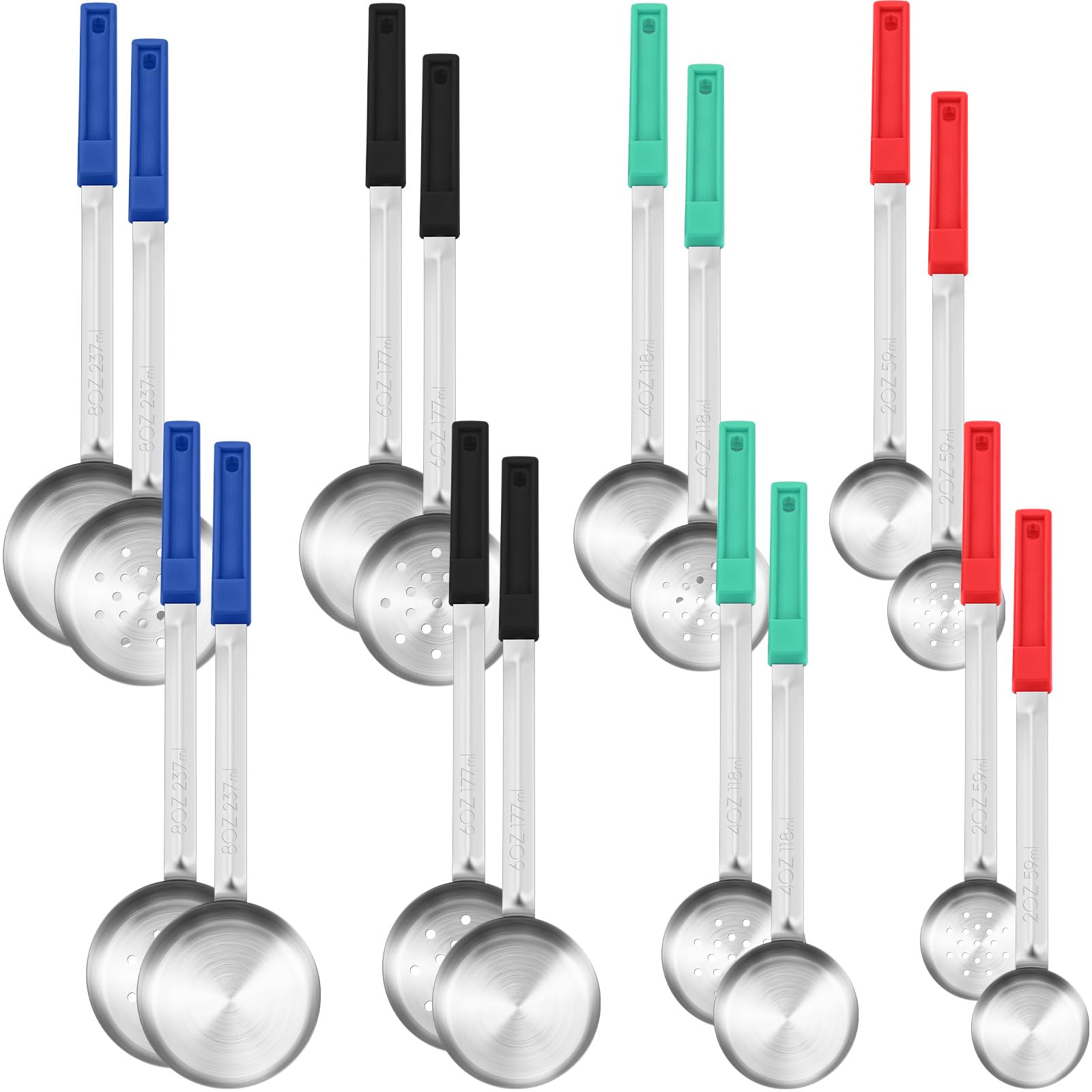 Teenyyou 16 Pcs Portion Control Serving Spoons, Restaurant Measuring Serving Ladle Utensils, Portion Control Slotted Scoops for 