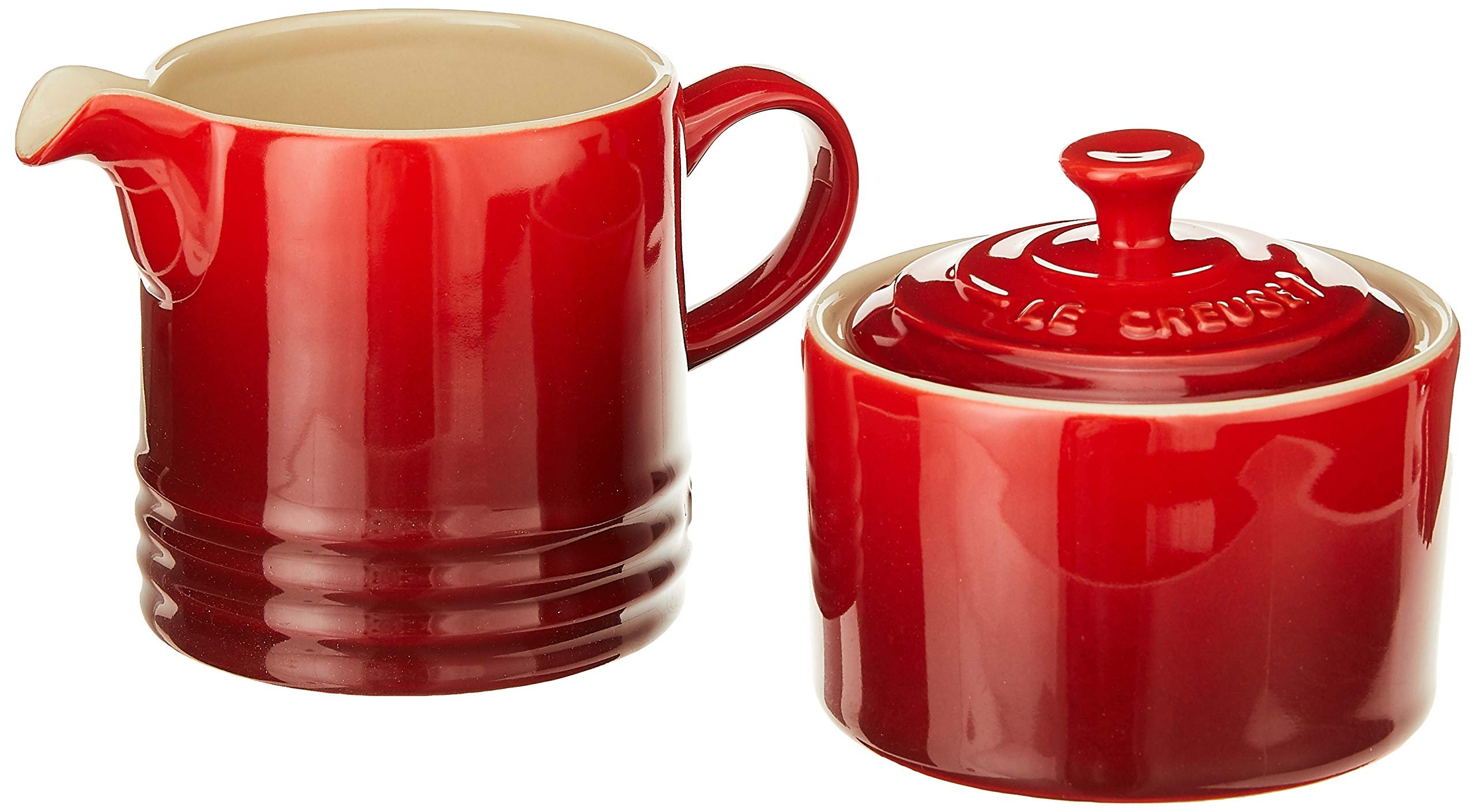 Le Creuset Stoneware Cream And Sugar, 2 Pc. Set, Cerise