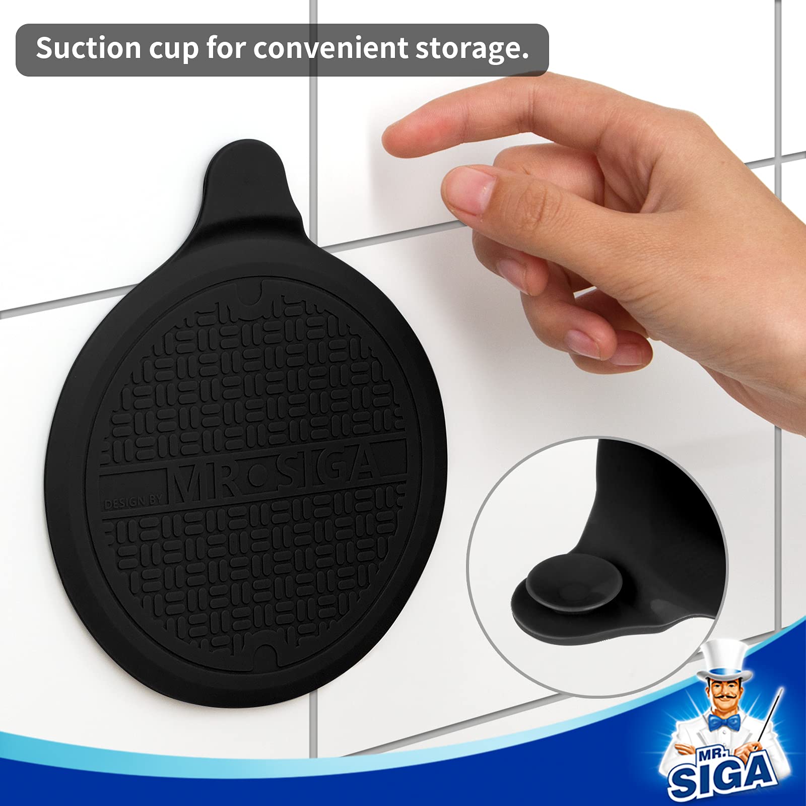 Mrsiga Silicone Bathtub Stopper, Drain Stopper For Shower, Sink, 51 Diameter, Black, 3 Pack