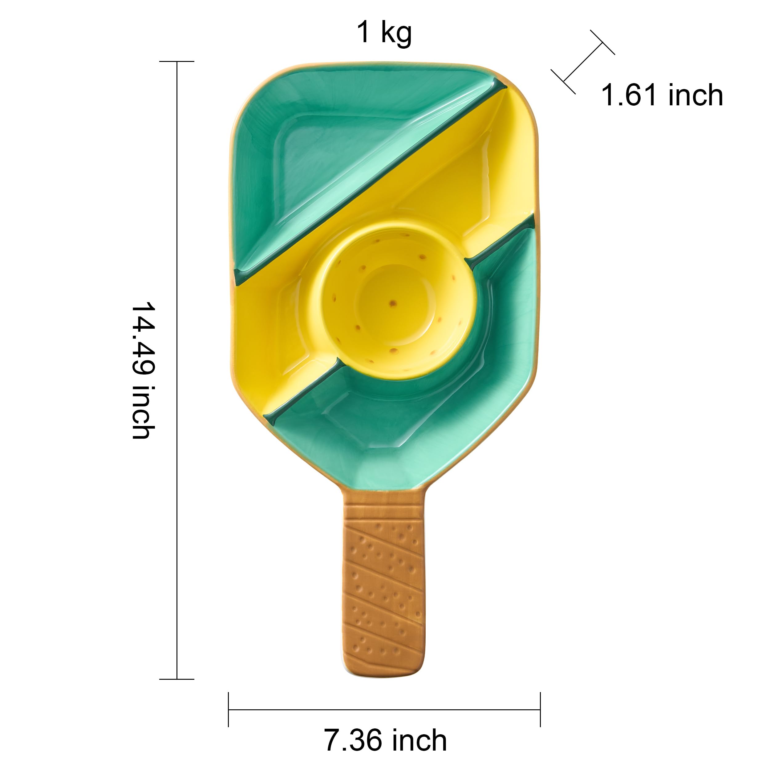 Khen Ceramic Pickleball Dish | Paddle Shaped Serving Tray Platter Decorative Tableware