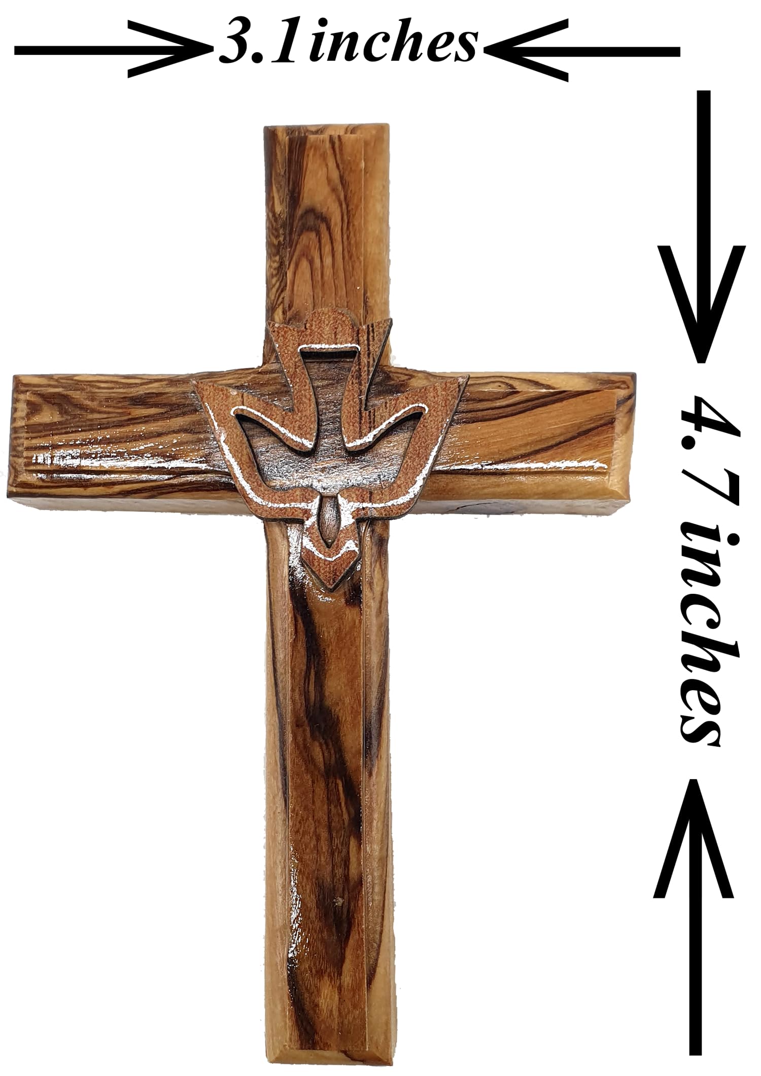 Zuluf 4.7 Olive Wood Dove Cross Wall Hanging Holy Spirit Christian Religious Gift Holy Land Decor CRS021