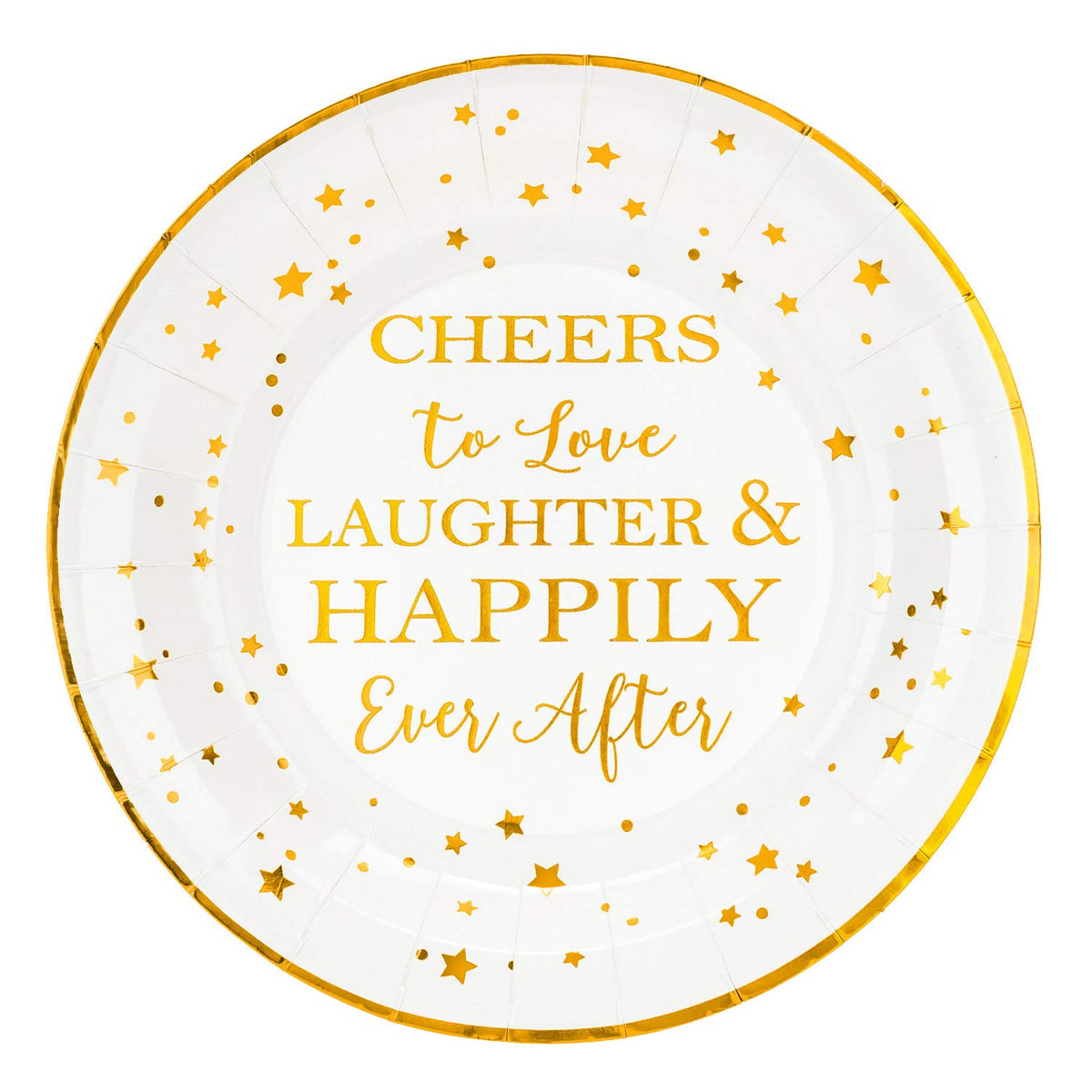 Crisky 50 Counts Cheers To Love Gold Plates For Bridal Shower, Wedding, Engagement, Bachelorett Party Decorations, Dessert, Buff