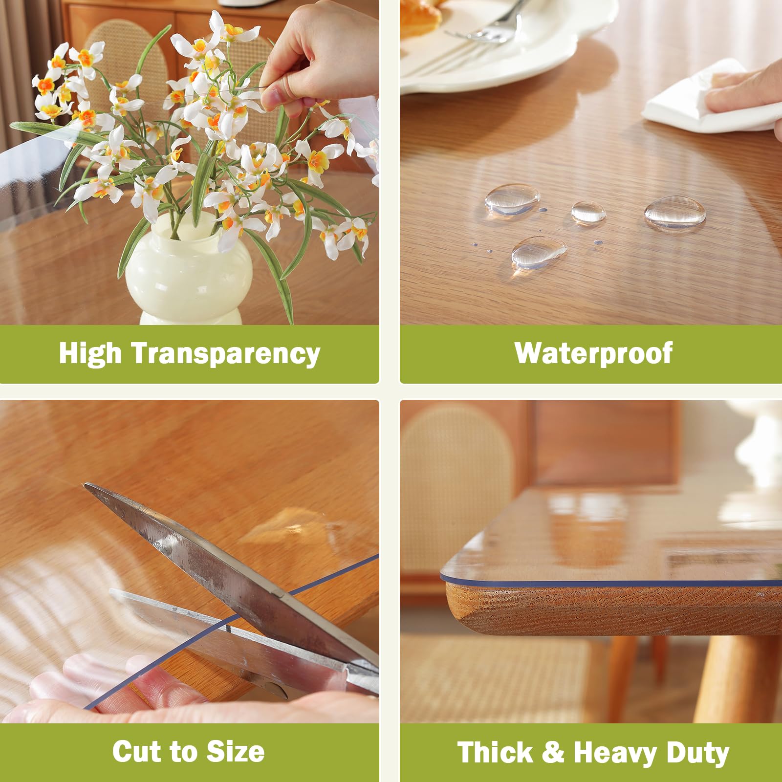 OstepDecor Clear Table Protector  40 x 80 Inch Clear Table Cover Protector  1.5mm Thick Table Pad for Dining Room Table  Clear Table Cloth Cover Protector  Plastic Table Cloth for Wooden Table