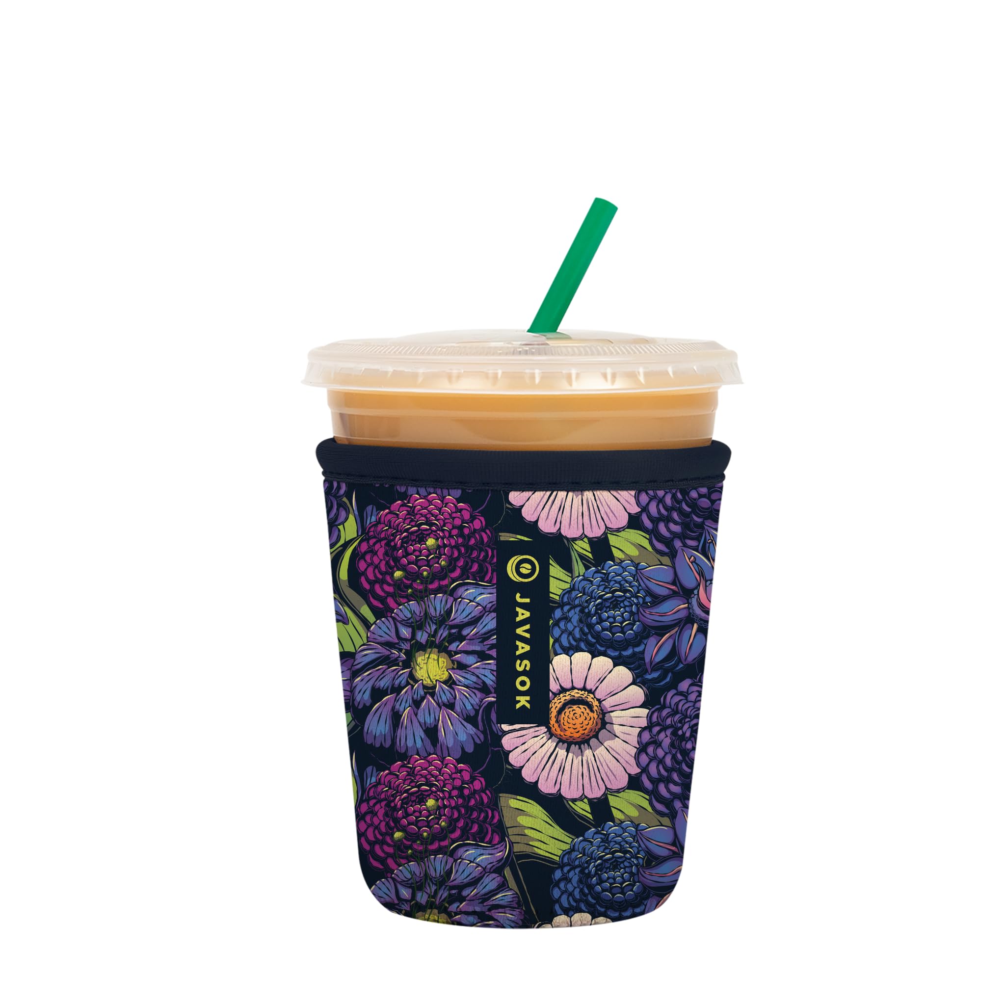 Sok It Java Sok Iced Coffee & Cold Soda Insulated Neoprene Cup Sleeve (Secret Garden, Small: 16-20oz)