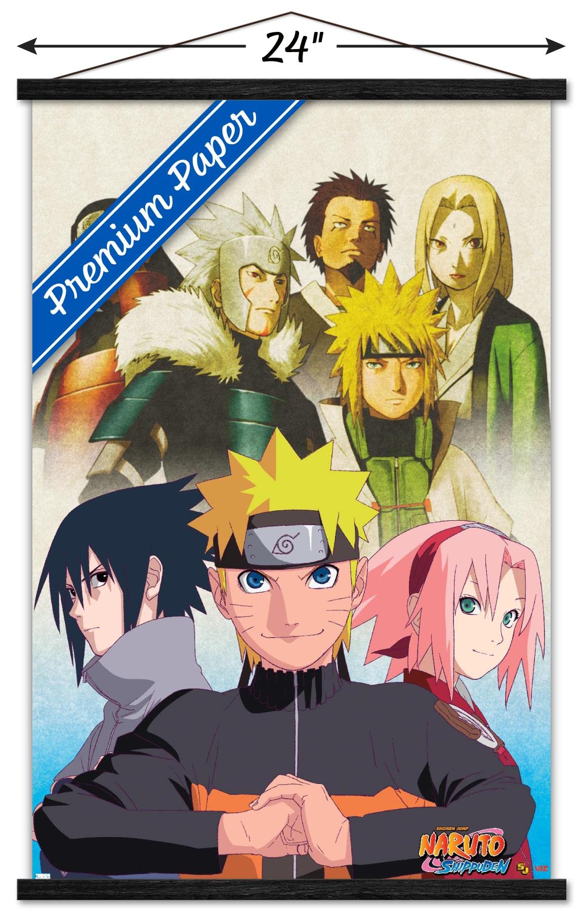 Trends International Naruto Shippuden - Key Art Wall Poster, 22.375'' X 34'', Premium Print And Black Hanger Bundle