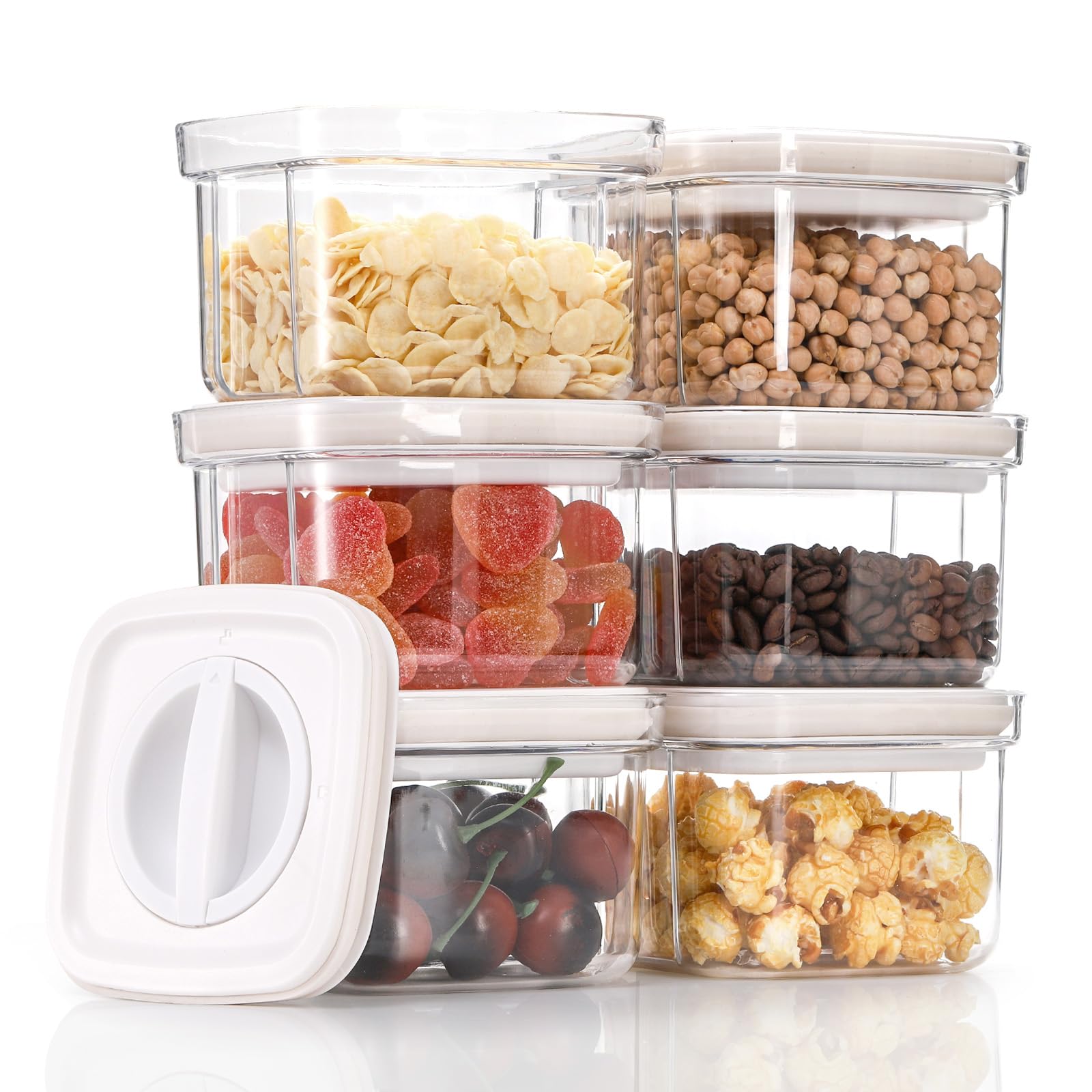 WRINGKIT 6 Pack Airtight Food Storage Containers, Plastic Snack Food Containers with Lids, 20 Oz Air Tight Cereal Container Set,