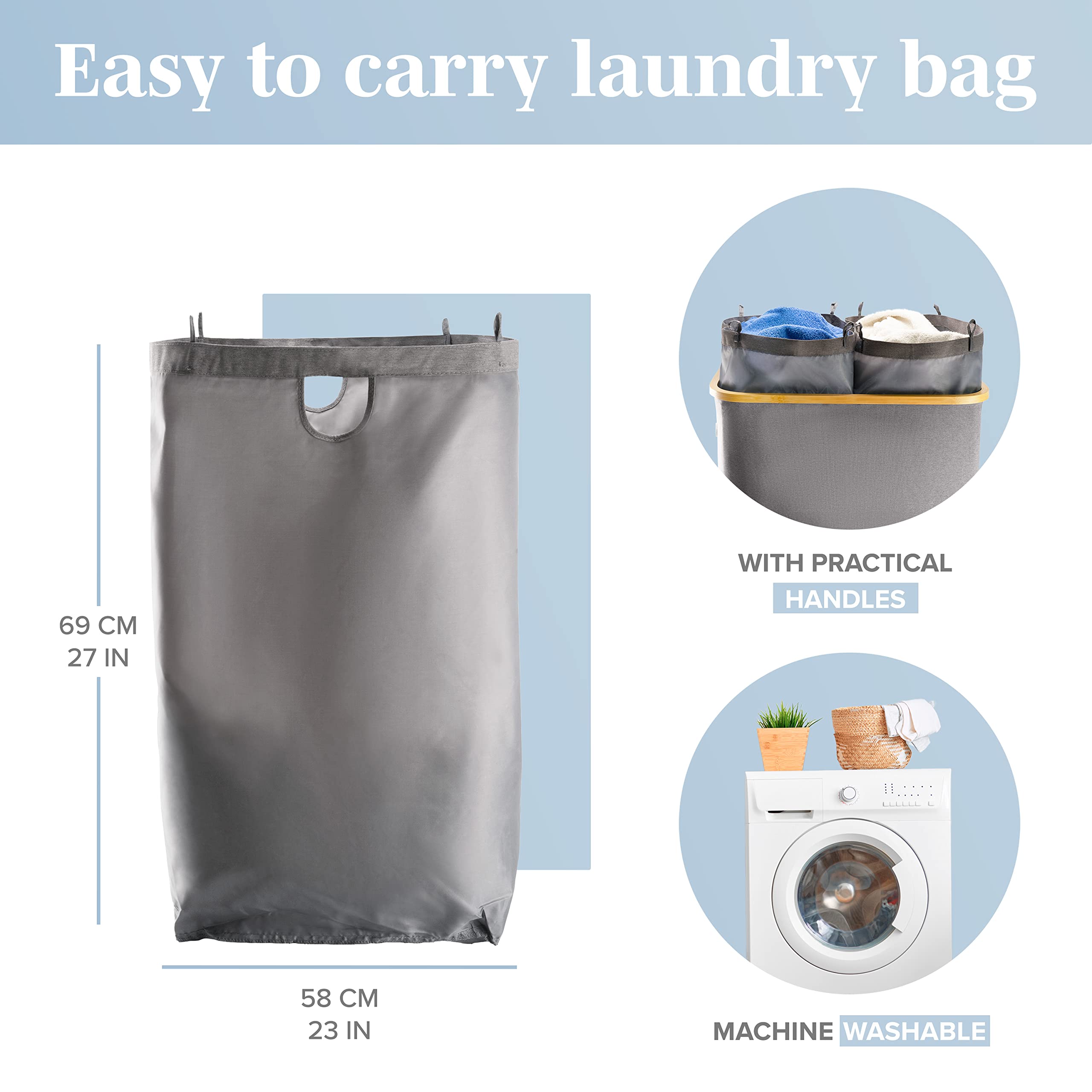 Lonbet - gray Double Laundry Hamper with Lid  2 Sections and Removable Bags  Hamper for Laundry 2 compartment to Simplify Laundry Day for Busy Moms  396 gallons (3-5 Loads in a Washing Machine)