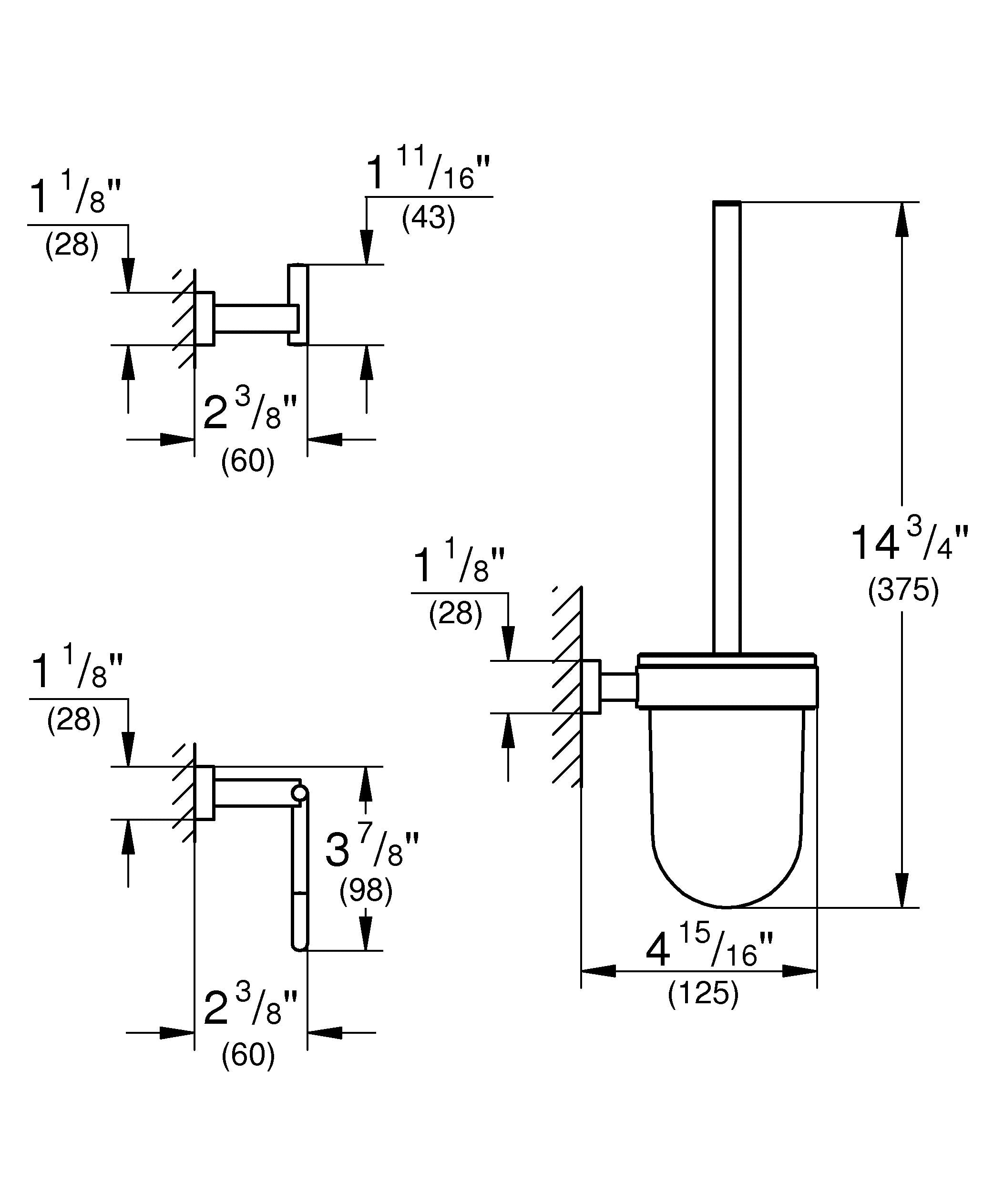 Grohe 40757001 Essentials Cube Guest Restroom Set 3-In-1