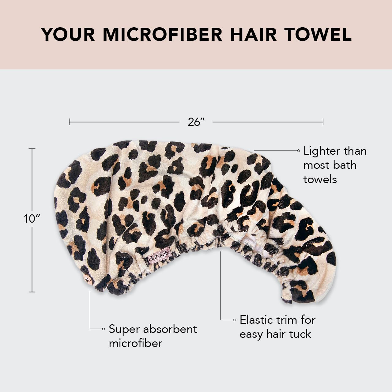 Kitsch Microfiber Hair Towel Wrap for Women - Anti-Frizz Quick Dry Towel, Super Absorbent Microfiber Towel for Hair, Hair Drying