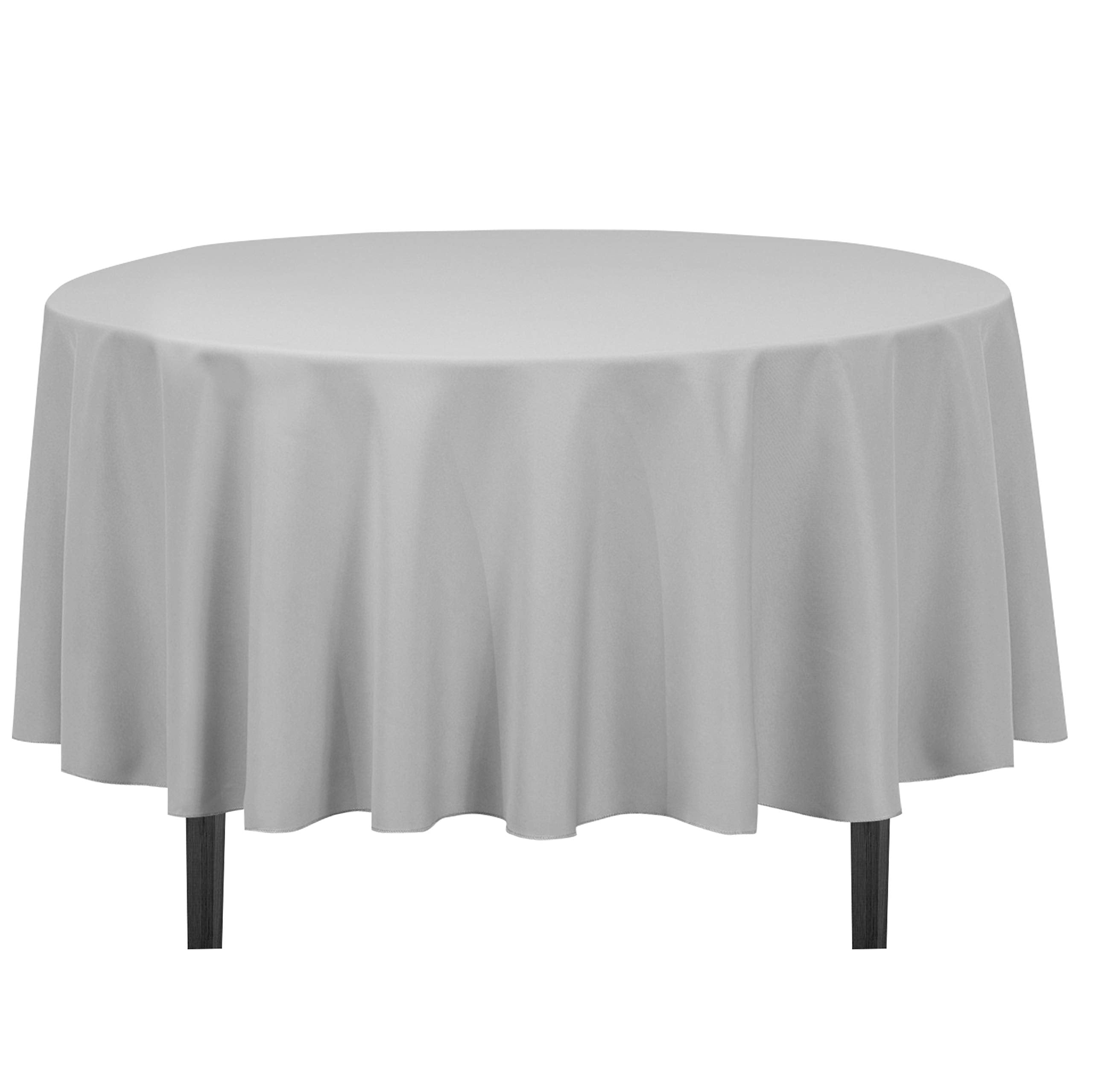 Linentablecloth 90-Inch Round Polyester Tablecloth Silver