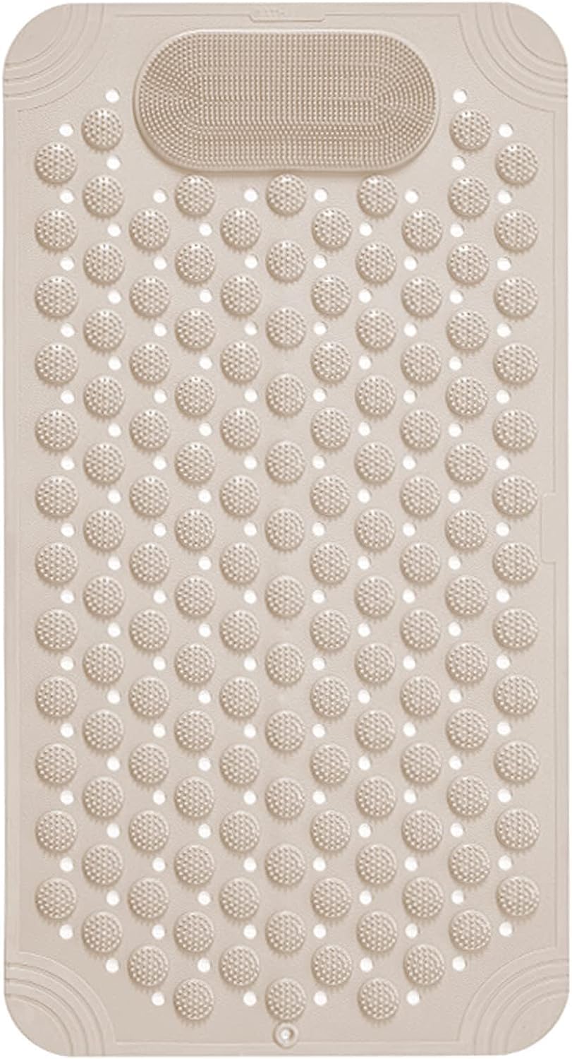 OXMEZA AntiSkid Bath Mat with Foot Scrubber | Shower Mat with Suction Cups & Drain Holes | Silicone Bathroom Floor Mat for Kids