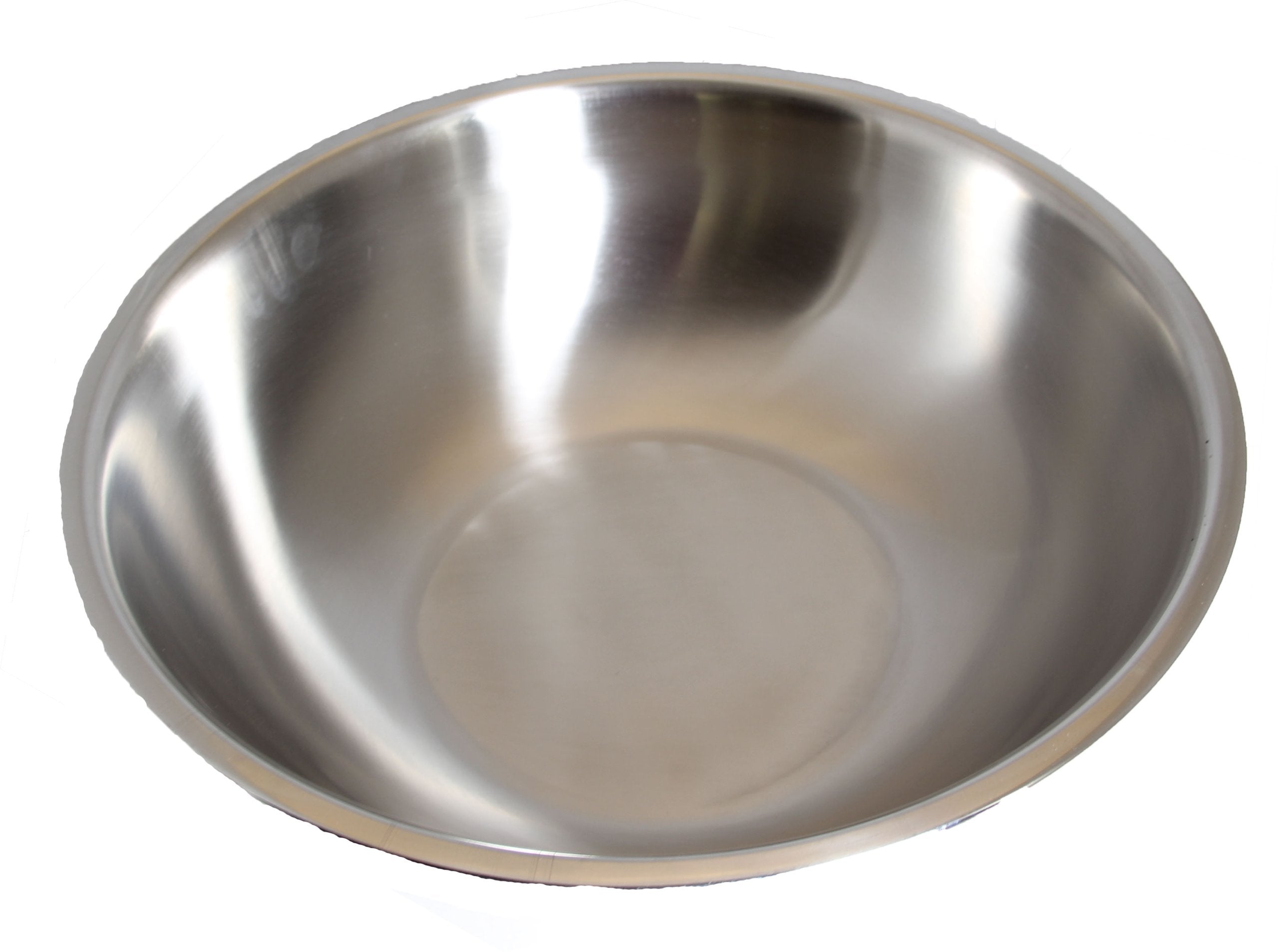 Set Of 2 - Large 16 Inch Wide Stainless Steel Flat Rim Flat Base Mixing Bowl