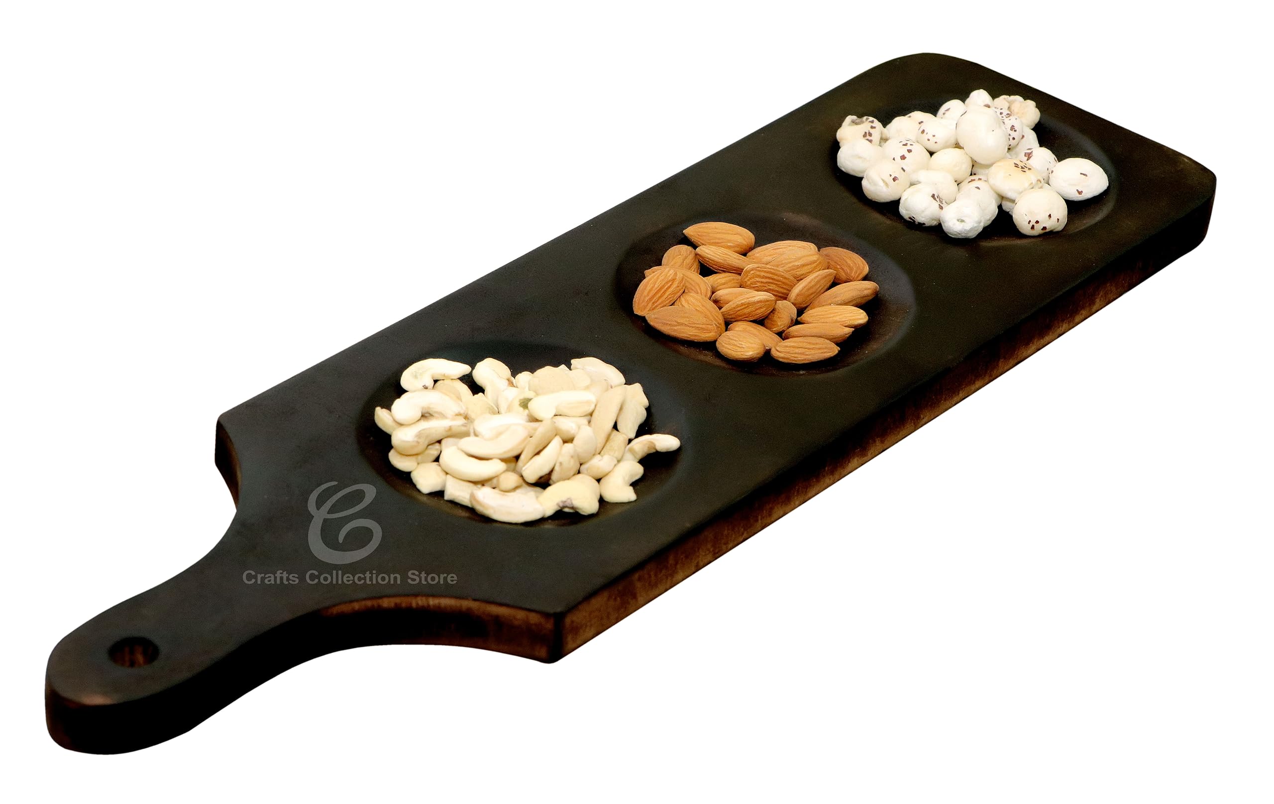 Craftscollectionstore Wooden Mdf Dry Fruit Serving Tray Black Antique For Namkeen Snacks Biscuit (Pack Of 1) Diwali Gift