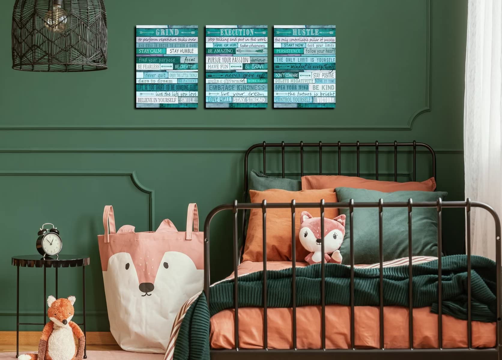 Aburaeart Motivational Quotes Teal Wall-Decor - Canvas Wall Art For Living Room - 3 Piece Wall Decor Ready To Hang Size 12'' X 1