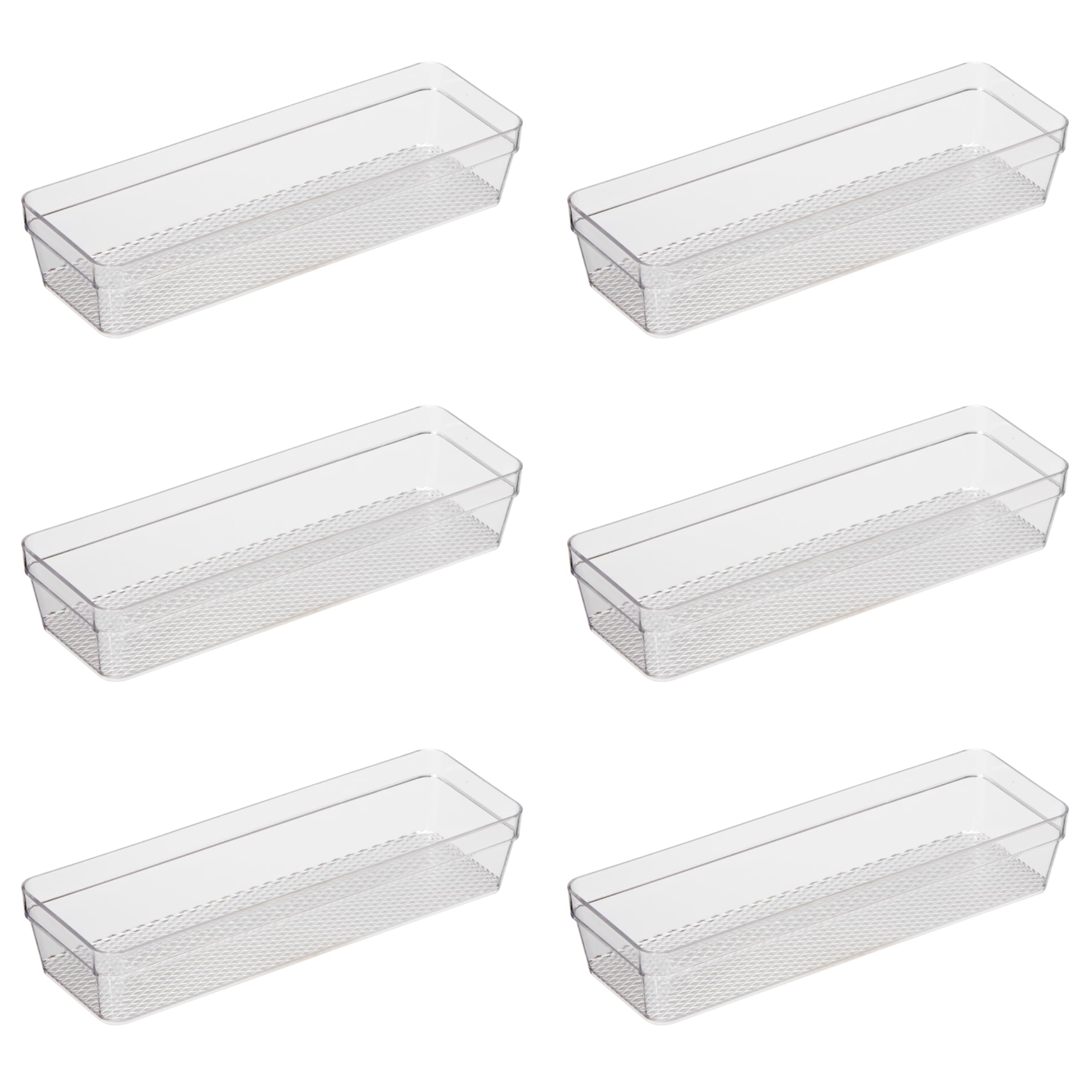 Oggi Clear Drawer Organizer  3 X 9.5 (Set of 6)  Ideal for Organizing Kitchen Drawers, Office, Desk, Silverware, Kitchen Ute