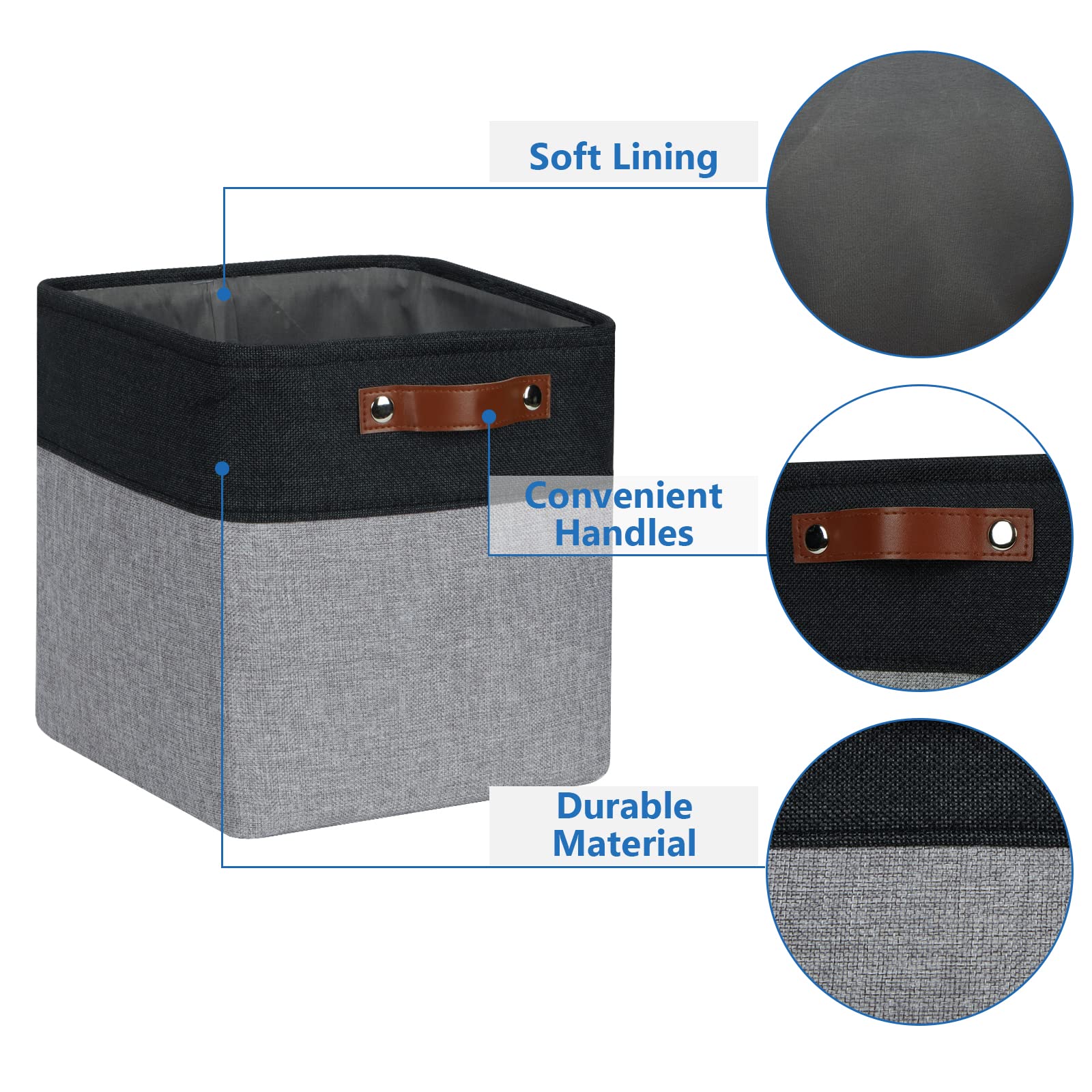 Temary Storage Baskets Fabric Storage Cubes 4 Pack Basket For Organizing, Collapsible Cloth Baskets With Handles For Shelves, Cl