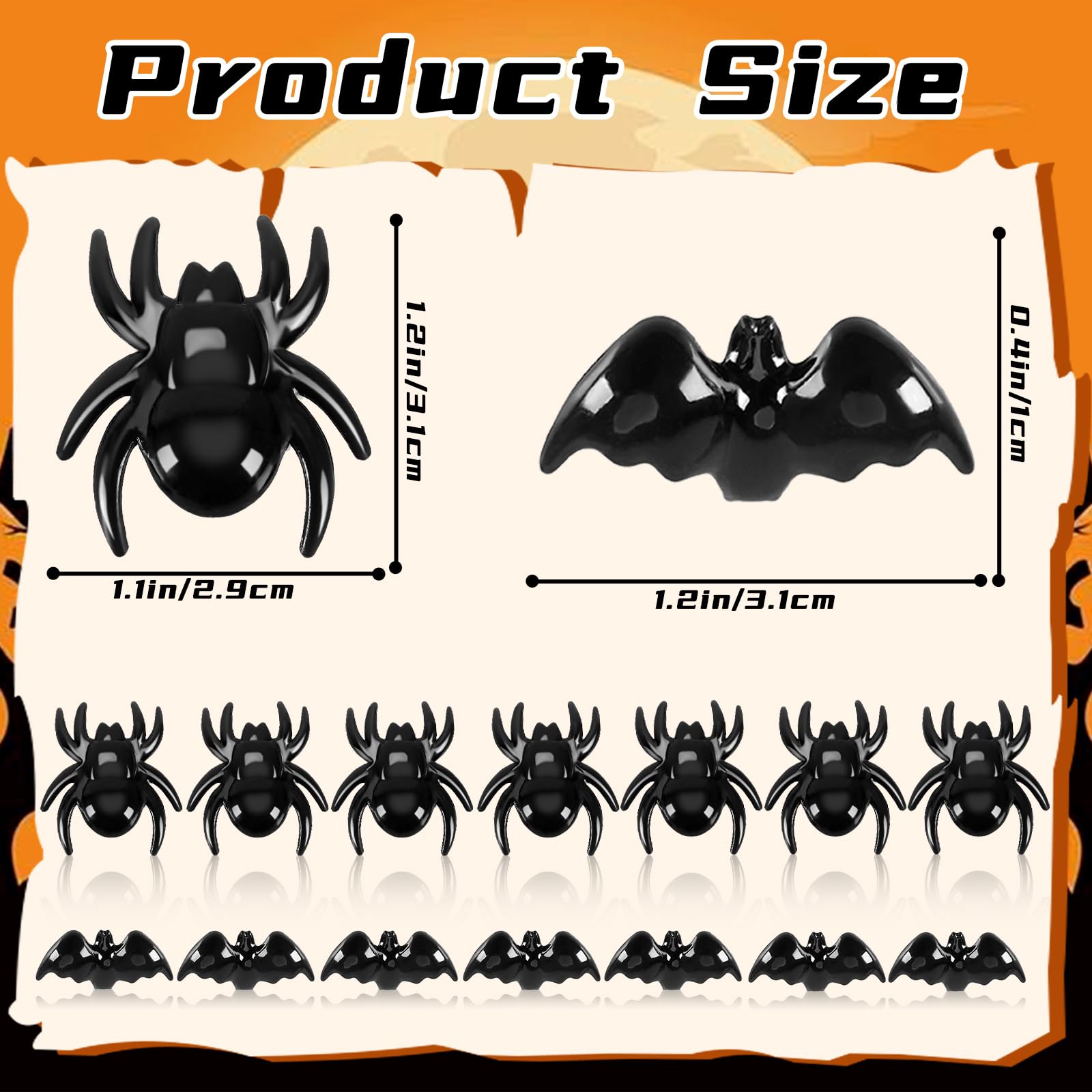 BOARDFEB 240Pcs Black Bats Spiders Acrylic Ornaments, Mini 3D Bat Spider Halloween Vase Filler Table Scatters for Scrapbooking D