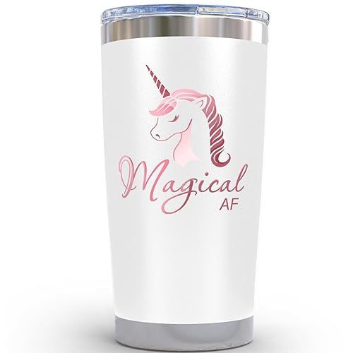 KLUBI Unicorn Gifts for Women - Travel Coffee Mug/Tumbler with Lid 20oz - Funny Gift for Unicorn Lovers  Adults Cute Mugs